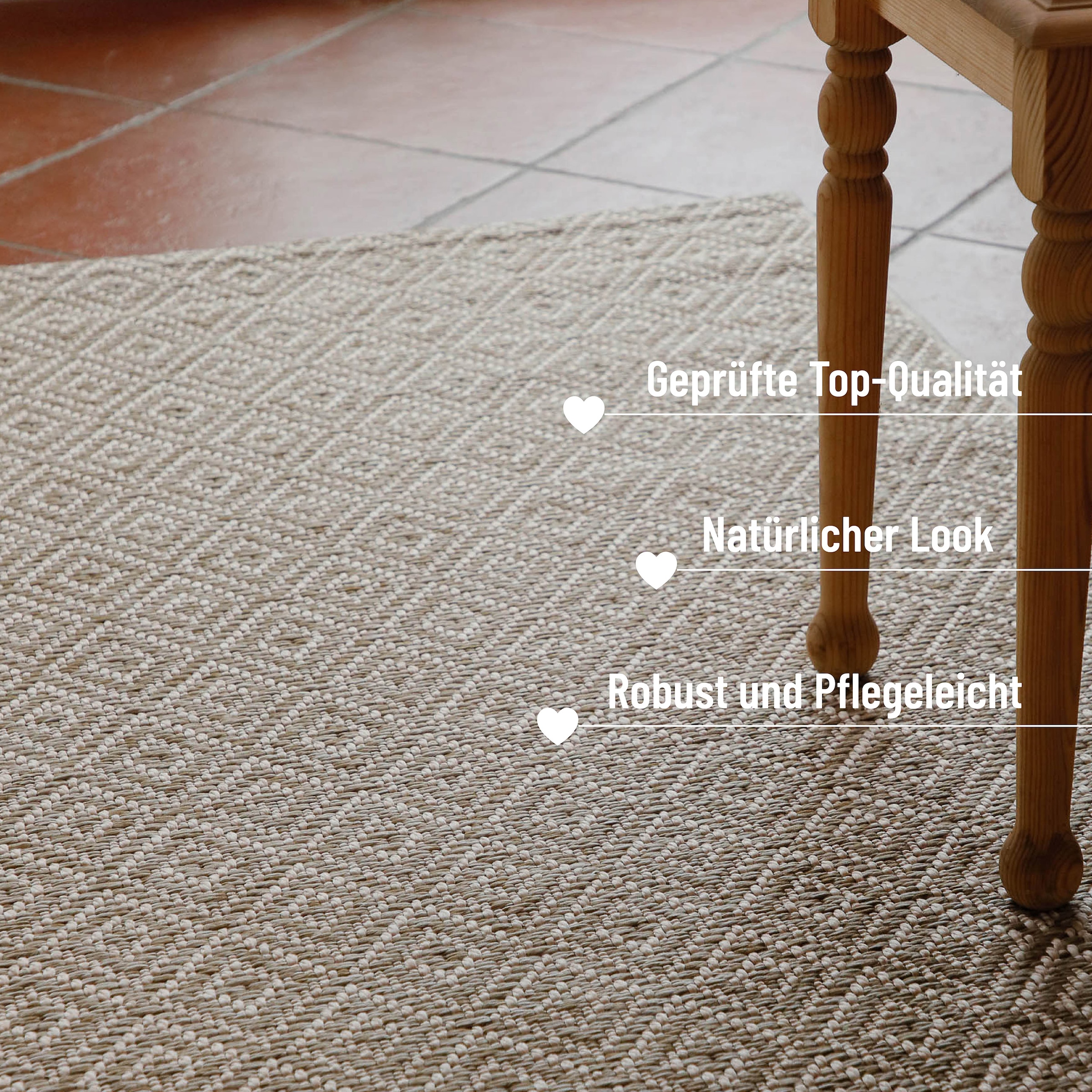 Wecon home Teppich »Miami Beach« rechteckig 5 mm Höhe In- & Outdoor Teppich, wetterfest, modernes Rauten Muster, Balkon