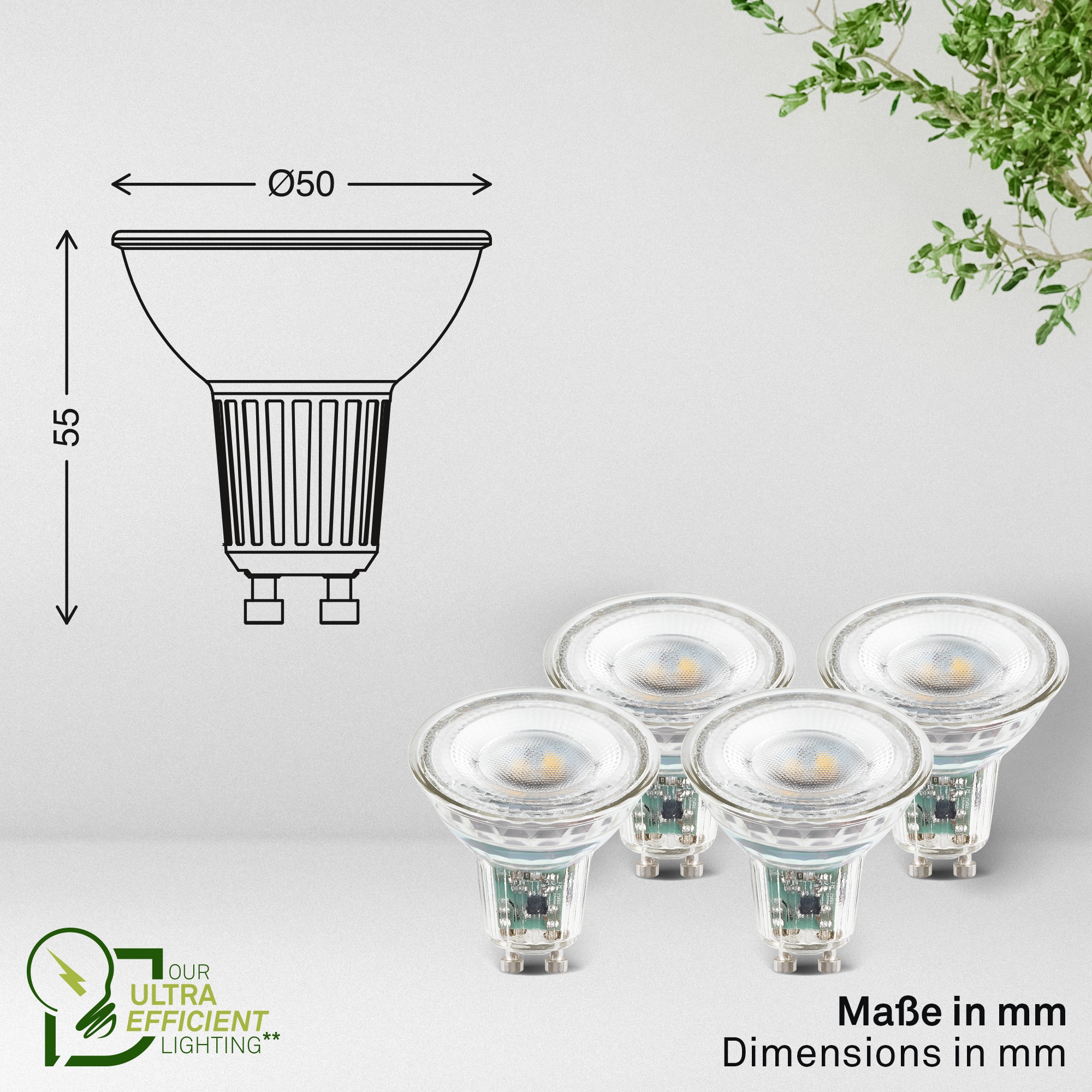 Briloner Leuchten LED-Leuchtmittel »BULB A« GU10 4 Stk. Warmweiß GU10, 3.000K, Wohnzimmer, Schlafzimmer