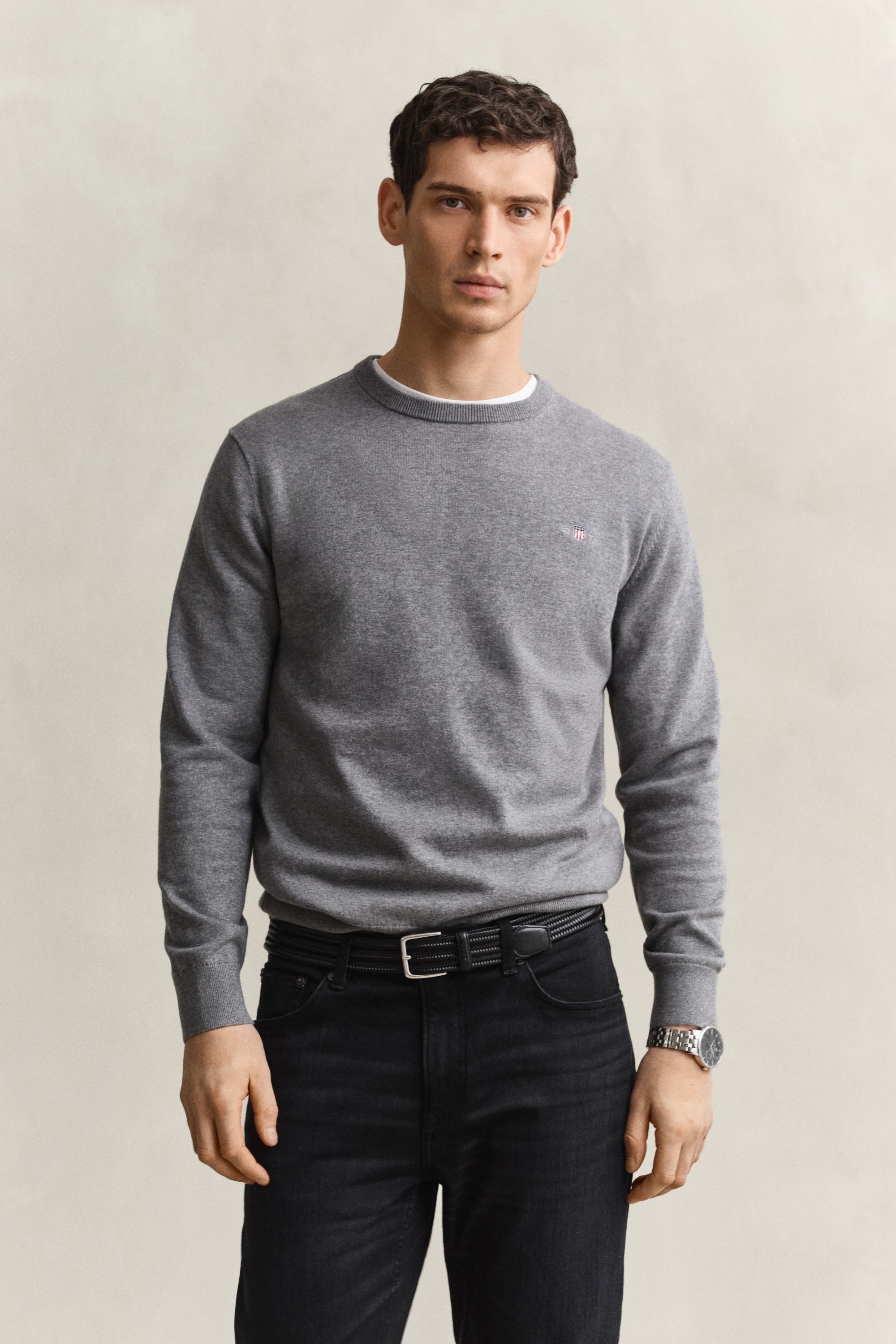 Gant Rundhalspullover »CLASSIC COTTON« Regular fit mit Rundhalsausschnitt