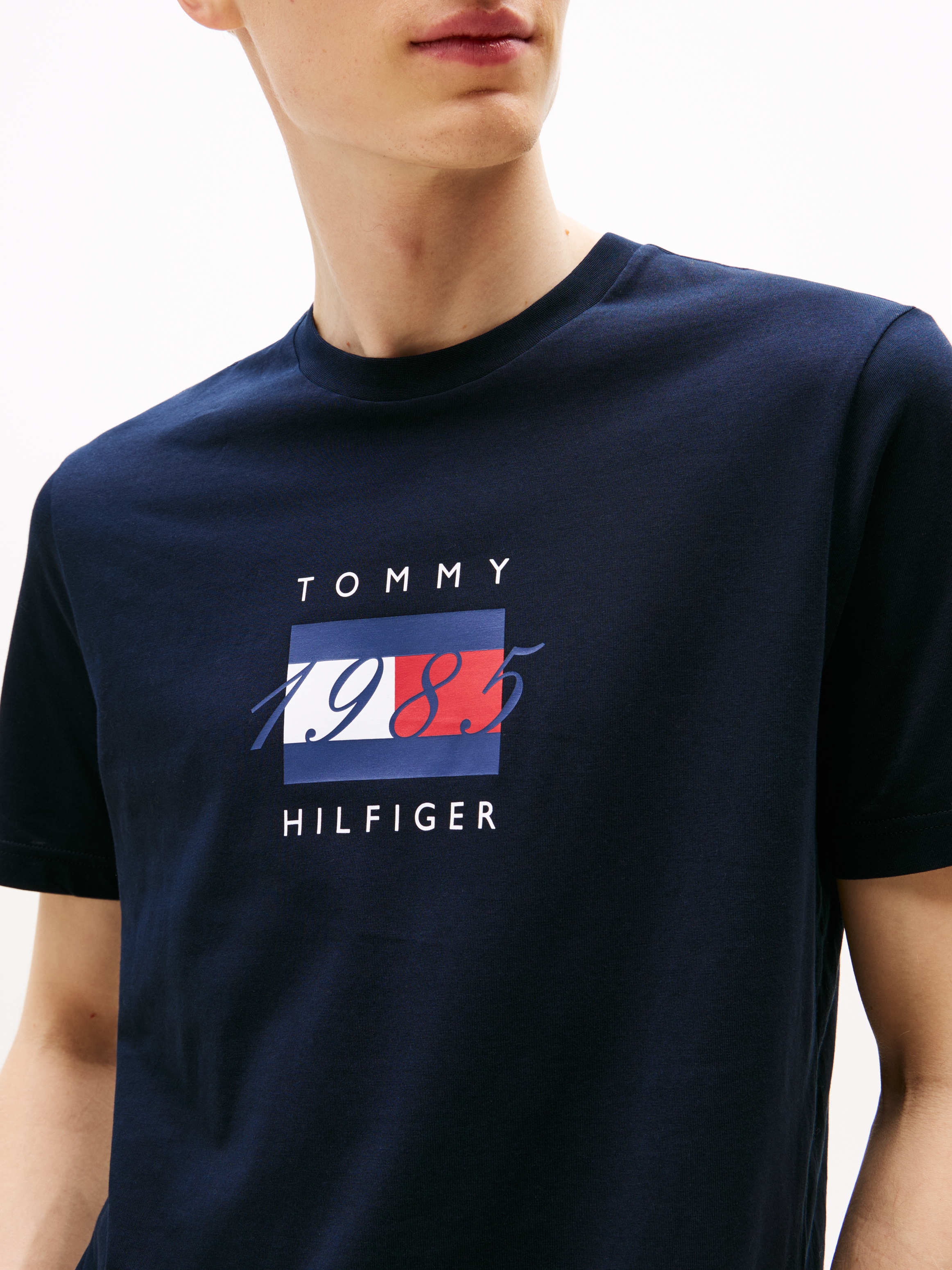 Tommy Hilfiger T-Shirt »LINEAR FLAG GRAPHIC«, Rundhals, regular fit, Jersey