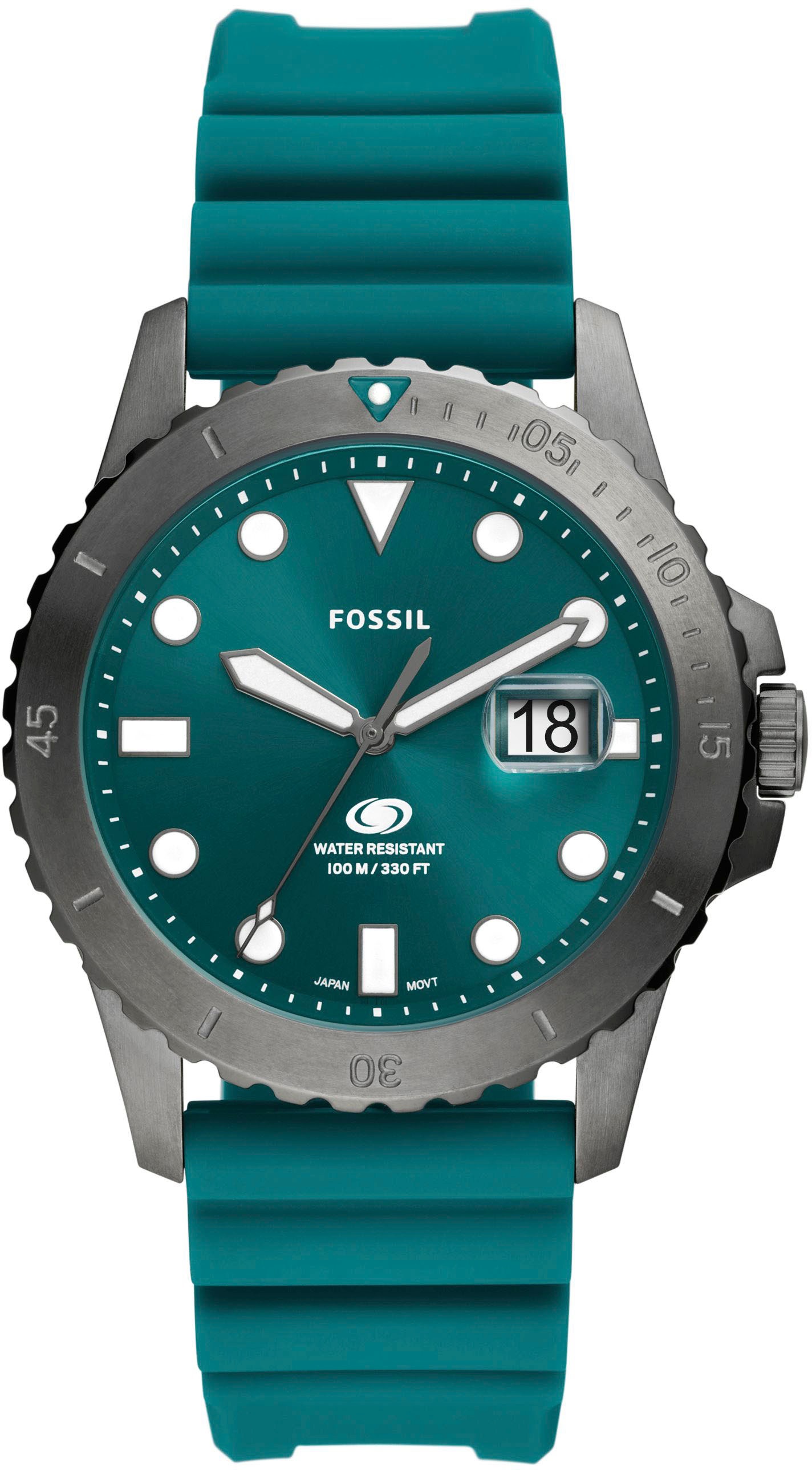Quarzuhr »FOSSIL BLUE, FS5995«, Armbanduhr, Damenuhr, Datum, Silikonarmband, bis 10...