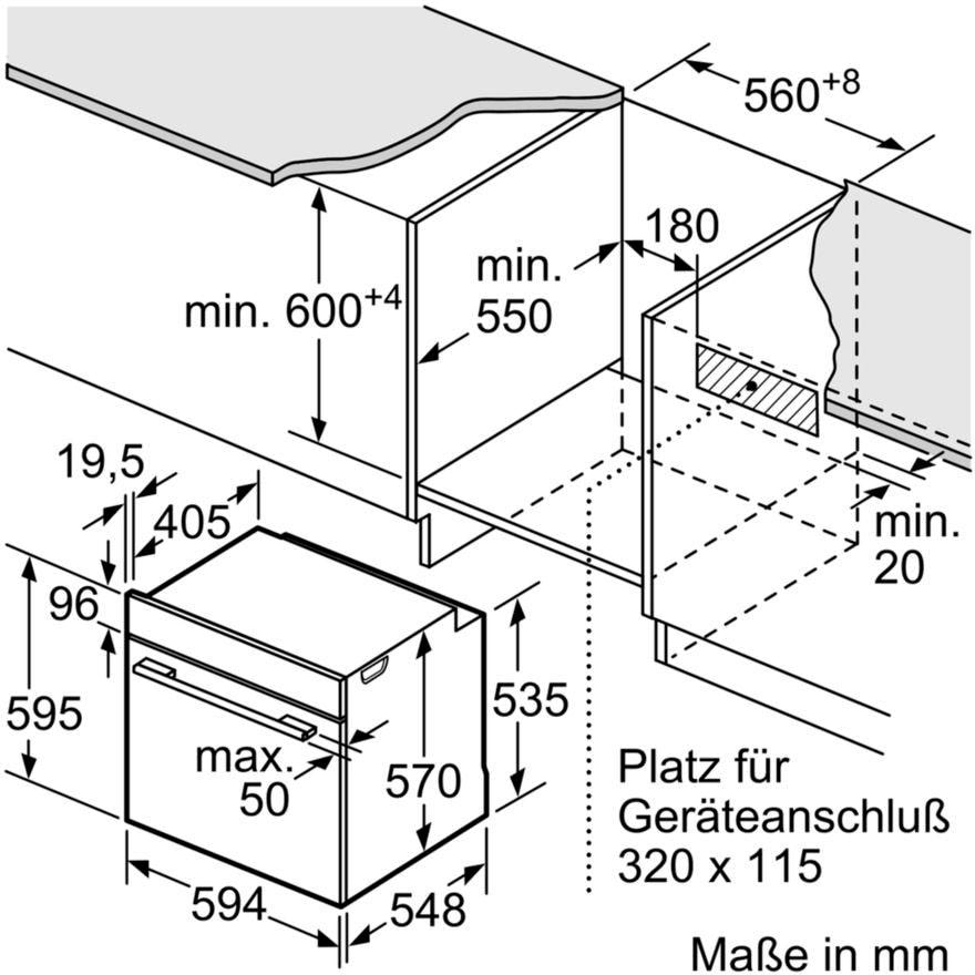 BOSCH Einbaubackofen »HBA533BS1«, 4, HBA533BS1, mit Teleskopauszug nachrüstbar, ecoClean Direct