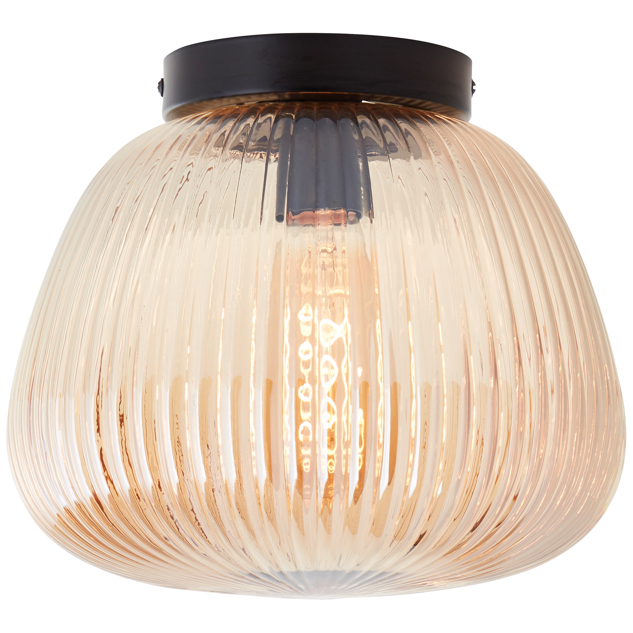 Brilliant Deckenleuchte »Kaizen«, 1 flammig, Leuchtmittel E27 | ohne Leuchtmittel, Riffelglas, 22 x 25 cm, E27, Amber-Bernsteinfarben