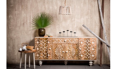 Sideboard »Spring«, aus massivem Mangoholz mit dekorativen Schnitzereien, Breite 160 cm