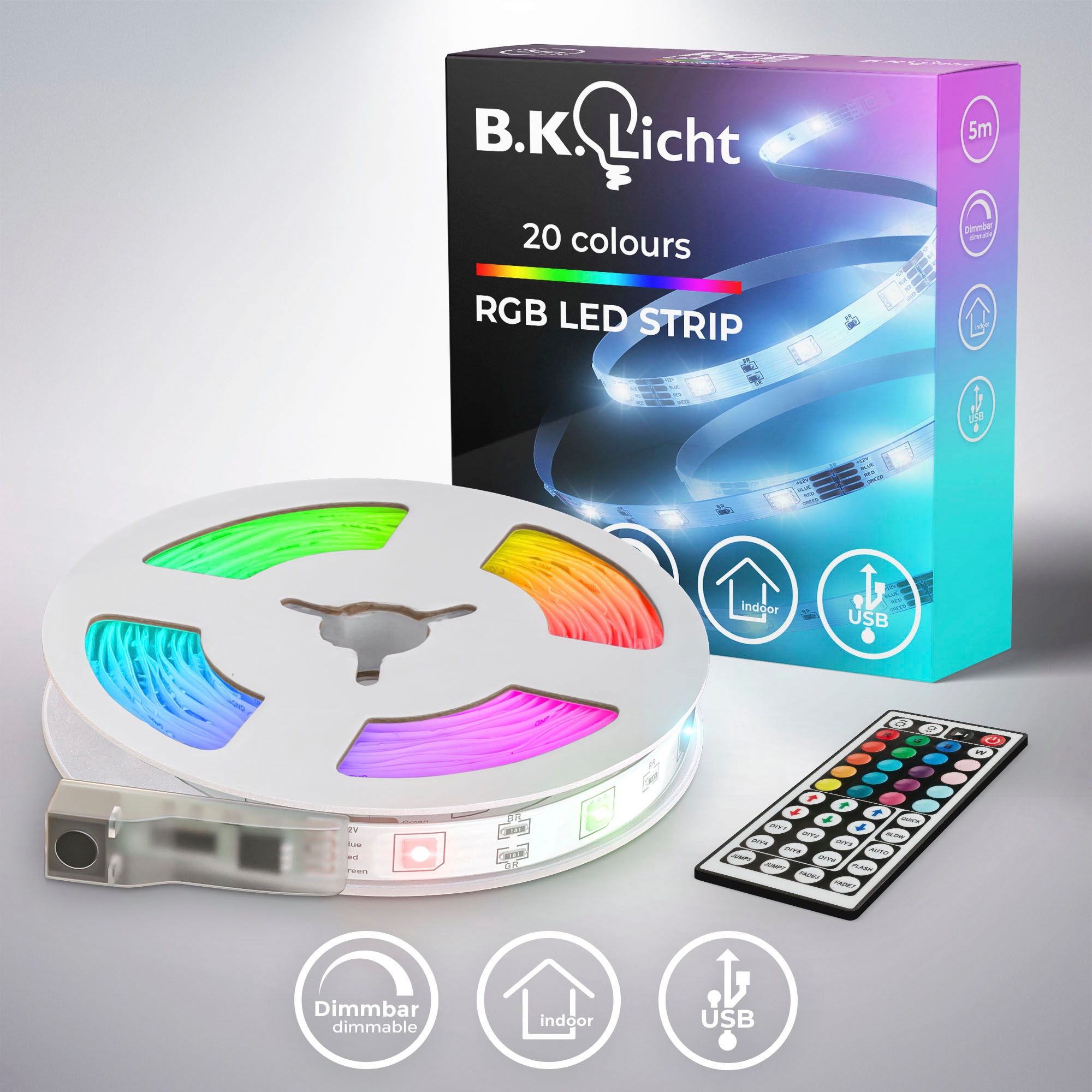 B.K.Licht LED-Streifen »USB Fernbedienung, auf mit kaufen Strip«, St.-flammig, Raten 150 LED selbstklebend Lichtleiste