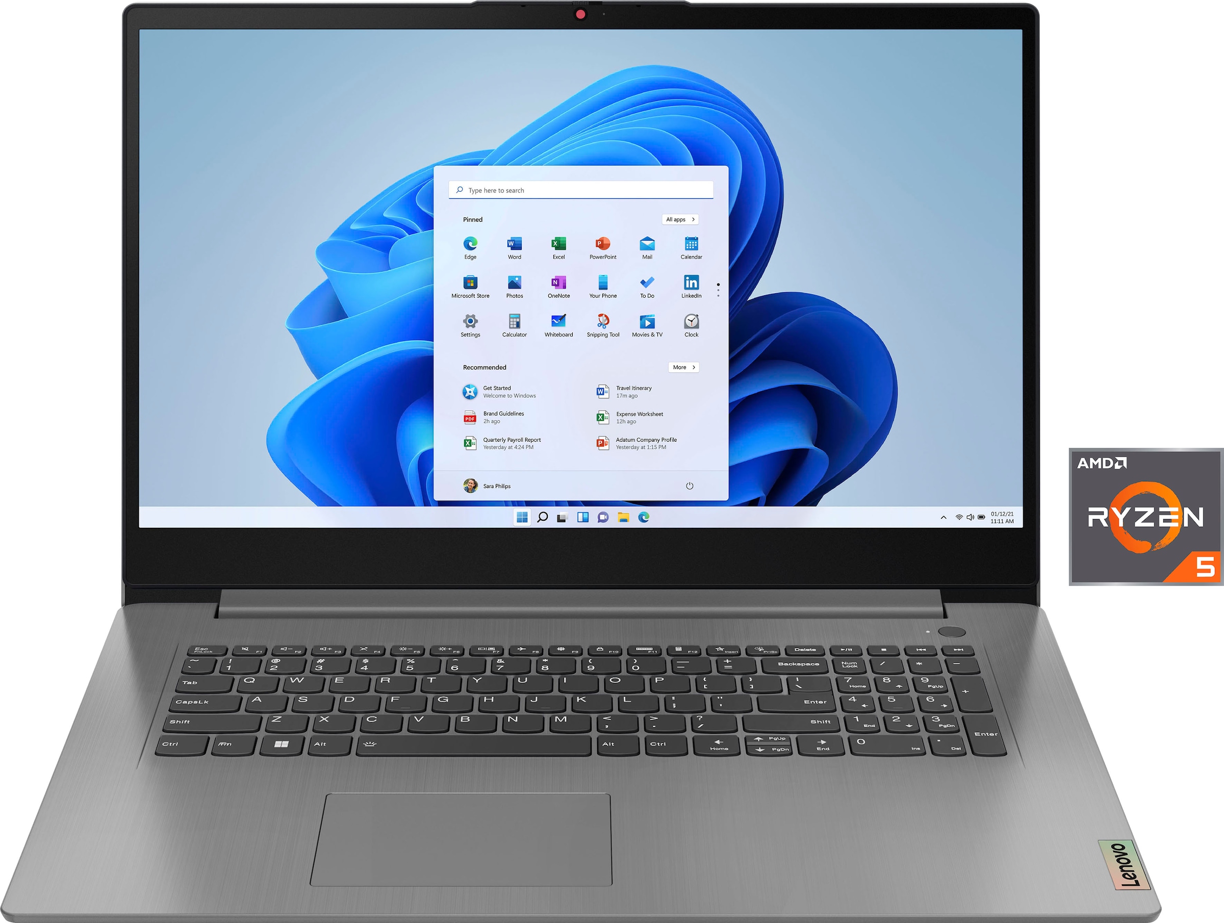 Business-Notebook »IdeaPad 1 15" Laptop, Full HD IPS Display, 8 GB RAM, Windows 11...