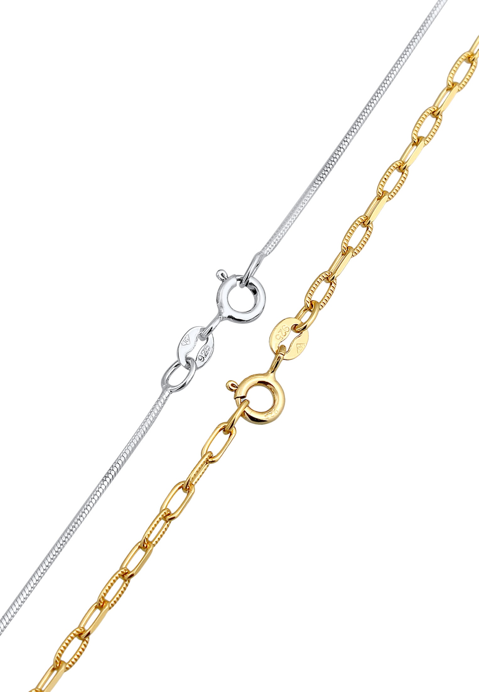 Elli Ketten-Set »Halskette Choker Set Bi-Color Schlangen Gliederkette 925 Sterling Silber«