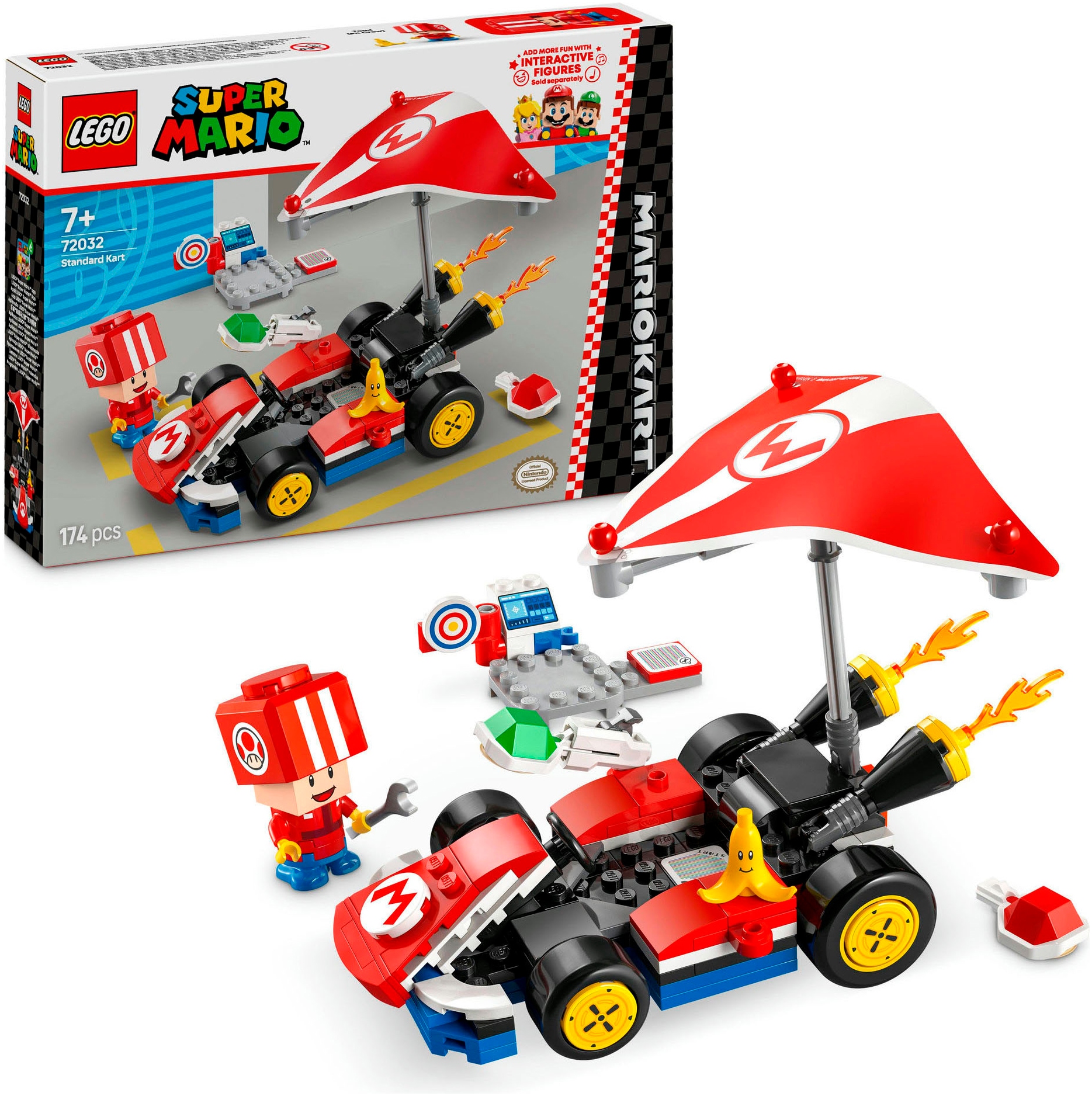 LEGO® Konstruktionsspielsteine »Mario Kart™ – Standard–Kart (72032), LEGO Super Mario«, (174...