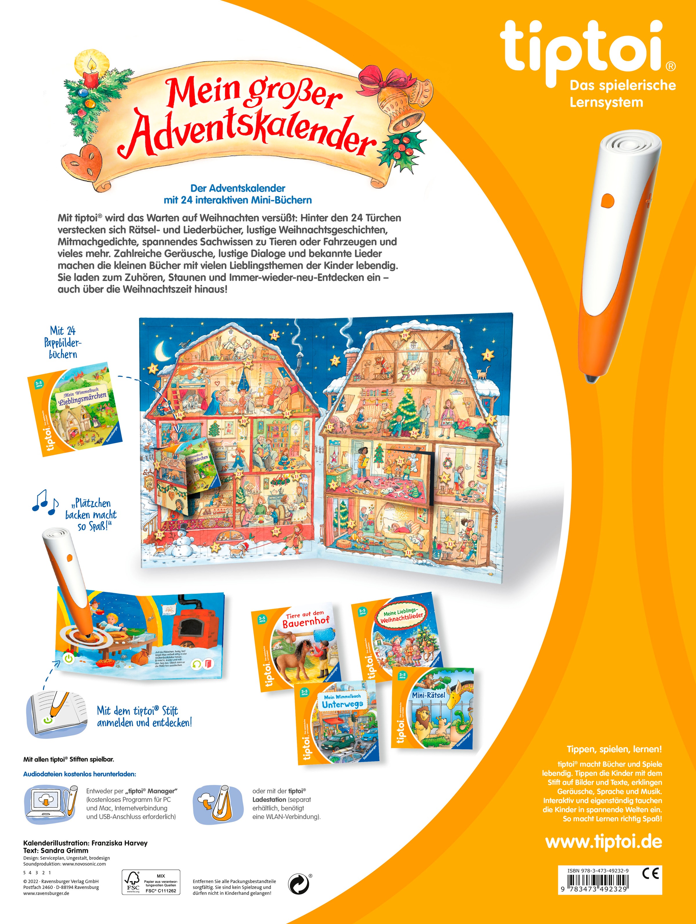 Ravensburger Spielzeug-Adventskalender »tiptoi® Mein großer Adventskalender«, ab 3 Jahren