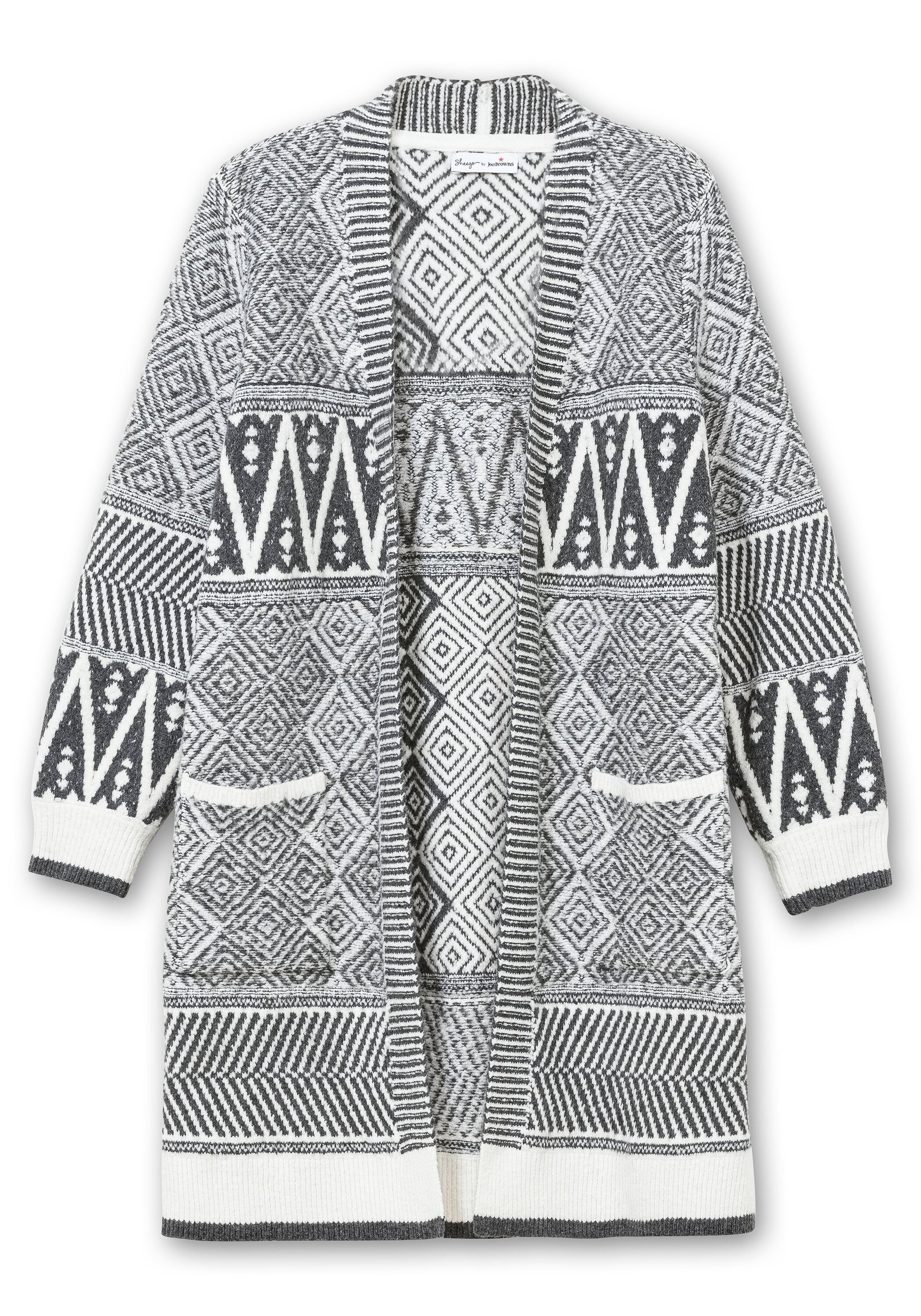 Sheego Longstrickjacke »Lange Strickjacke im Jacquard-Mustermix«, im Jacquard-Mustermix