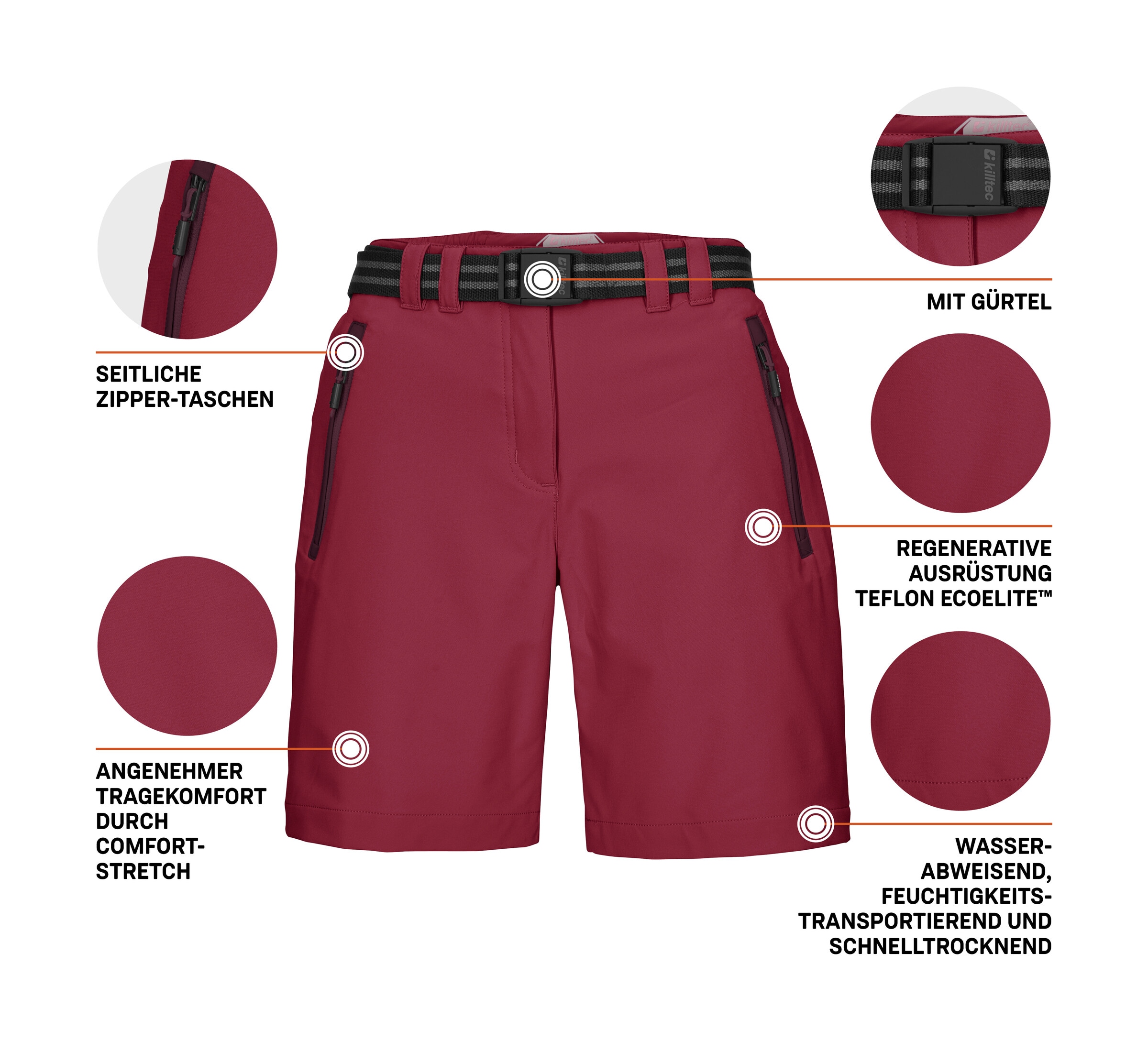 Killtec Bermudas »KOS 19 WMN BRMDS«  wasserabweisend, schnelltrocknend, Stretch-Material, inkl. Gürtel