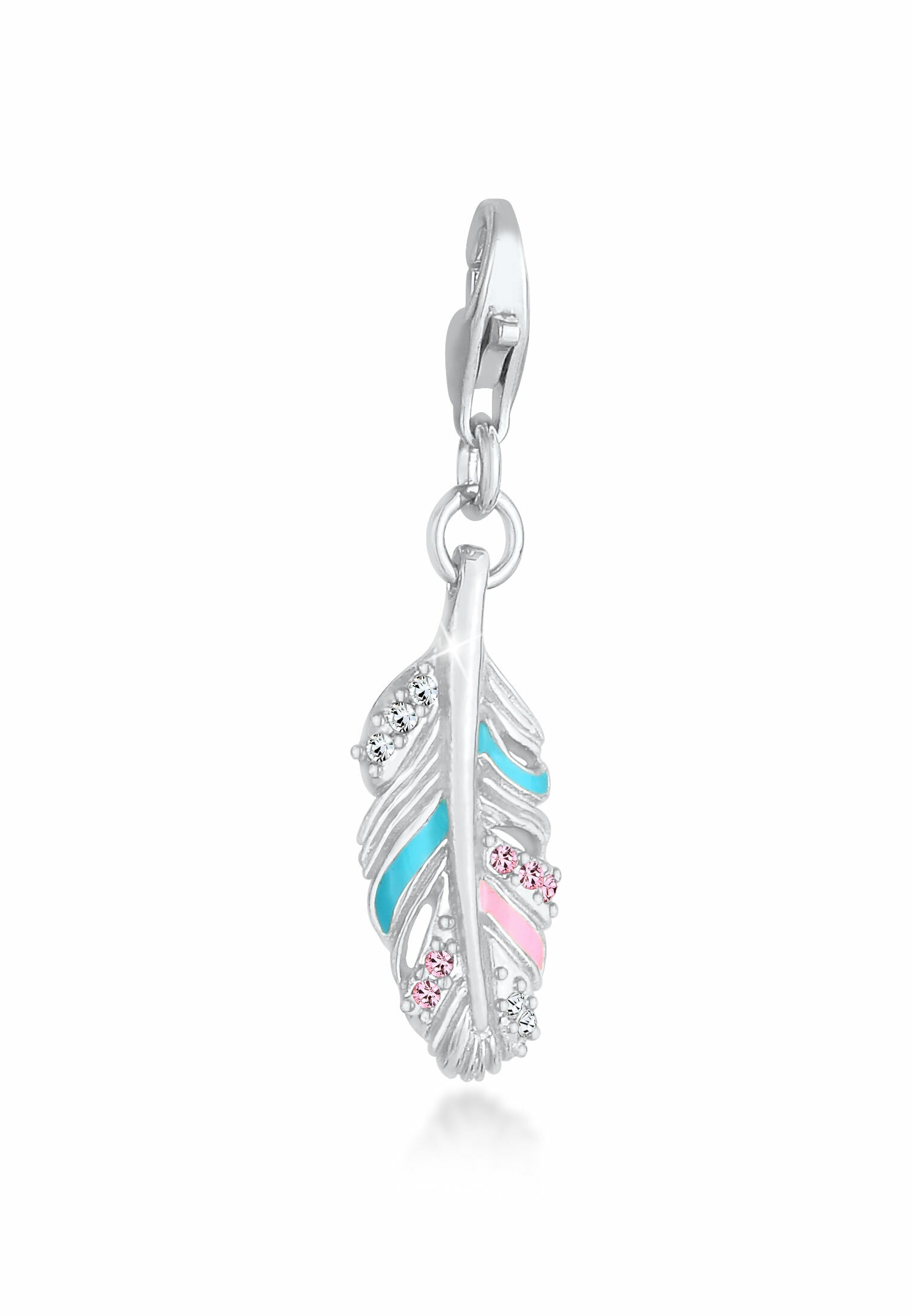 Charm Blume »Charm Feder Emaille Kristalle Boho 925 silber«