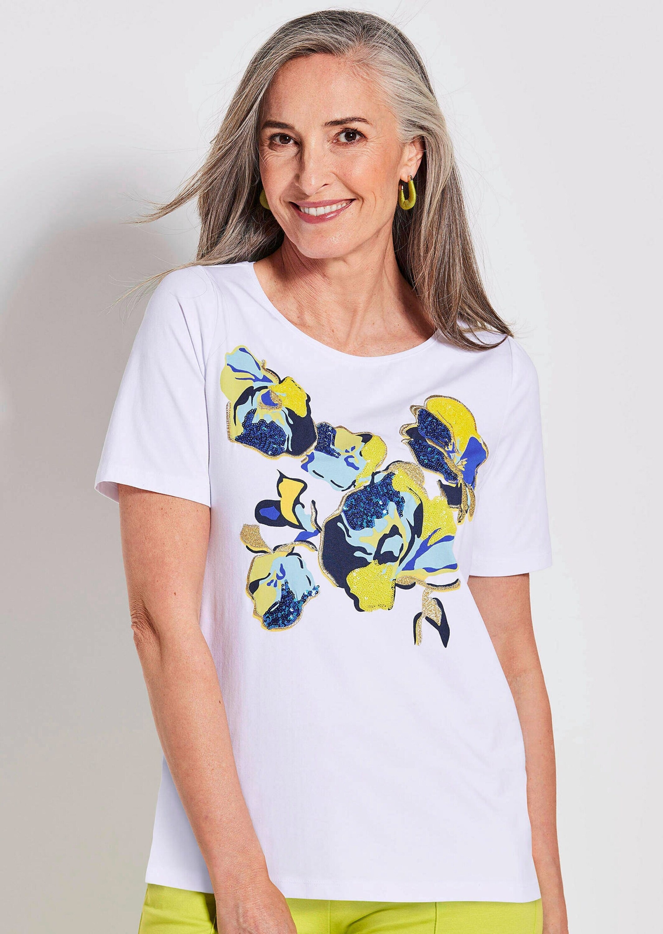 GOLDNER Print-Shirt »Shirt« Aufwendige Stickerei