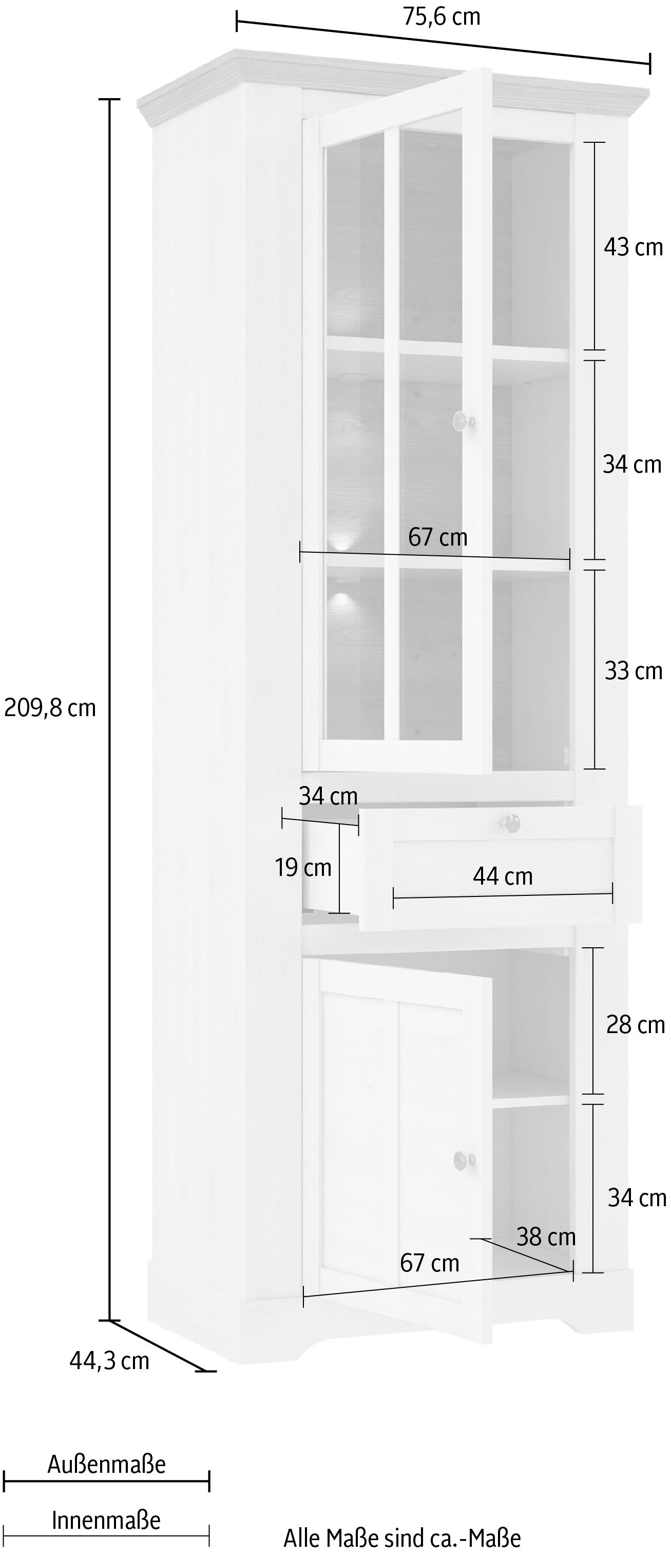 FORTE Vitrine »Iloppa«, Höhe ca. 209 cm