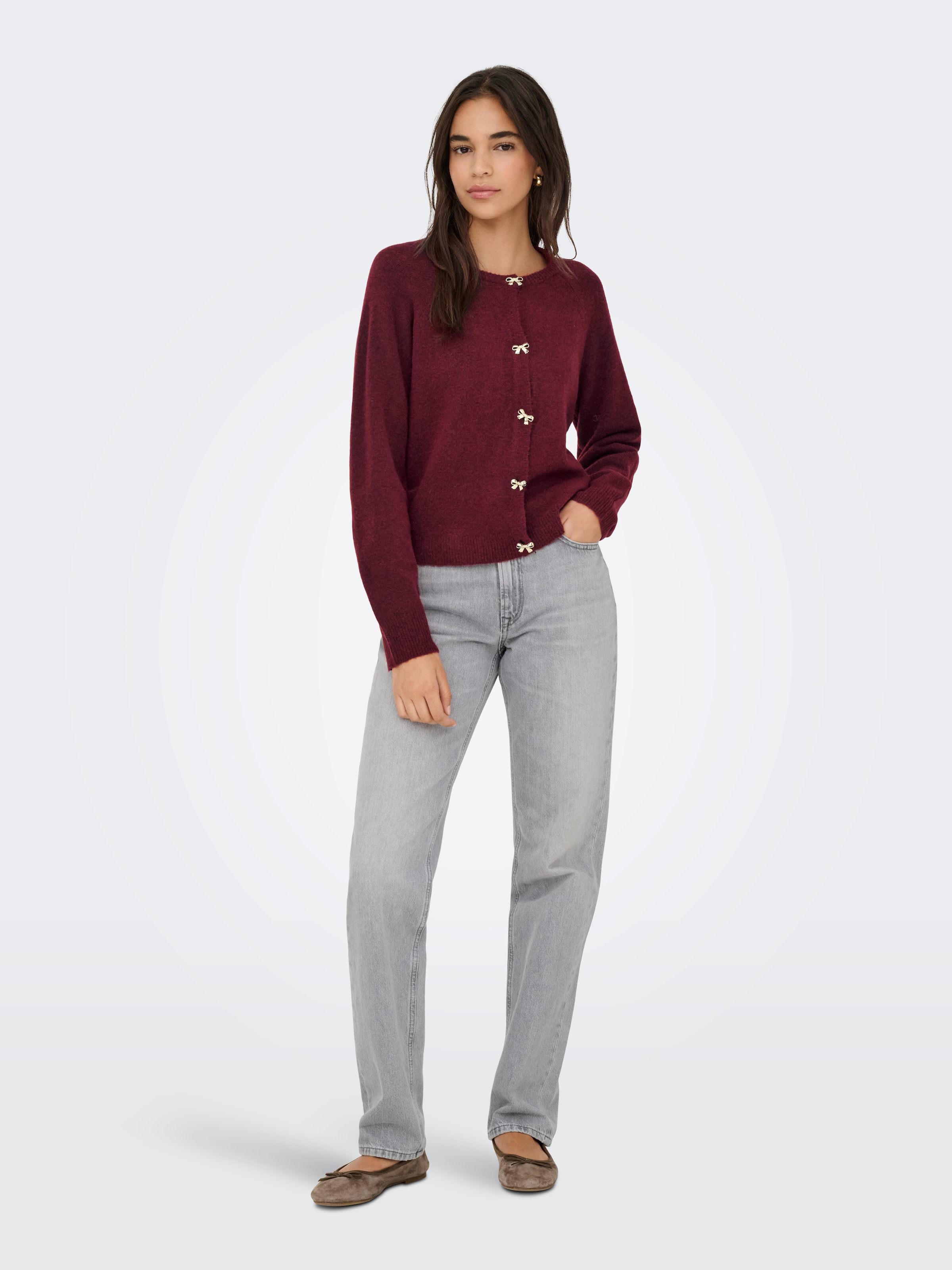 ONLY Strickjacke »ONLTORINO LS BUTTON O-NECK CARDIG EX KNT« mit tollen Schleifen-Details
