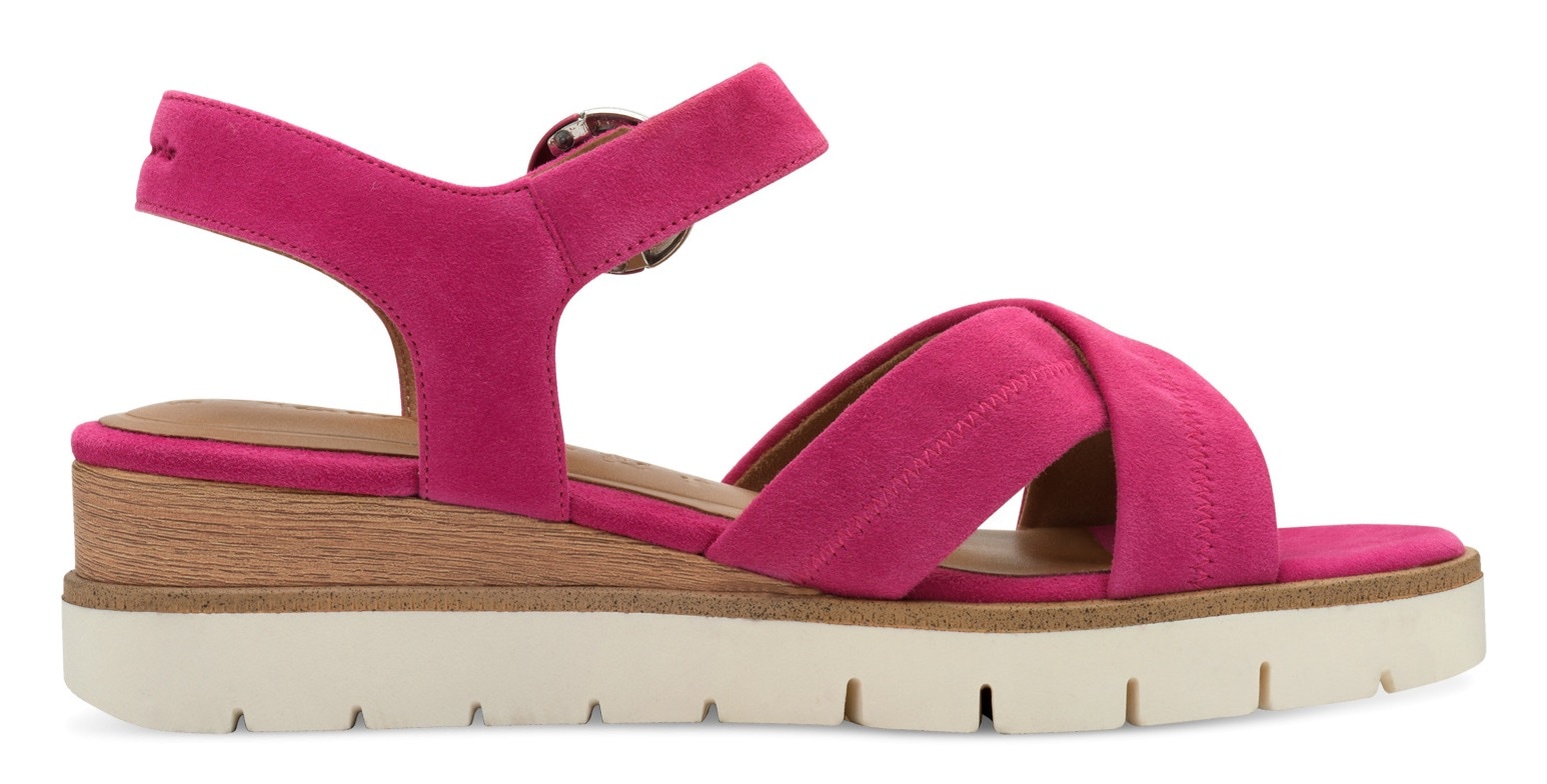 Tamaris Keilsandalette  , Riemchensandale, Sommerschuh mit dezenten Ziernähten