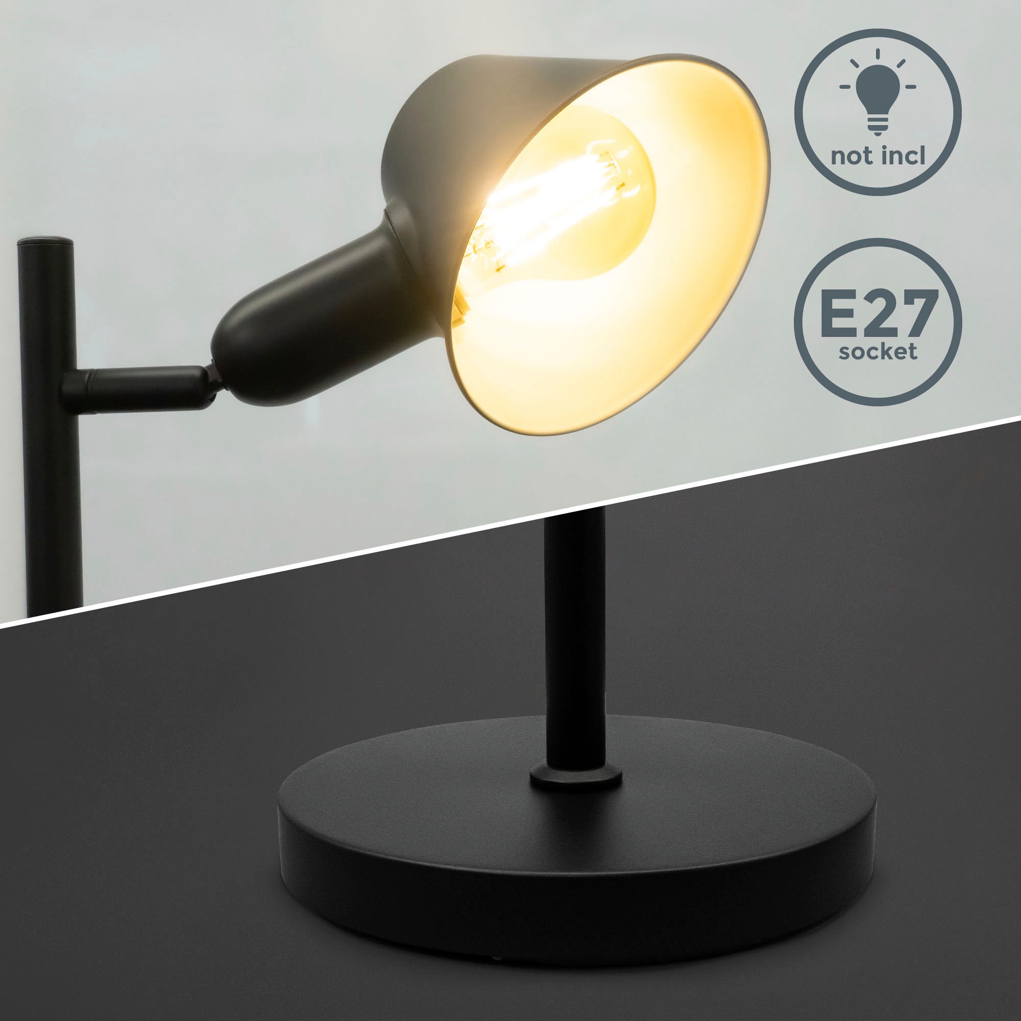 Garantie 2 mit Stehlampe 2x inkl. Doppel-Kippschalter«, kaufen »BK_ST1556 B.K.Licht Design-Stehlampe, Schwarz, flammig-flammig, 3 142,5cm XXL H: | Metall, E27-Fassung, online Jahren