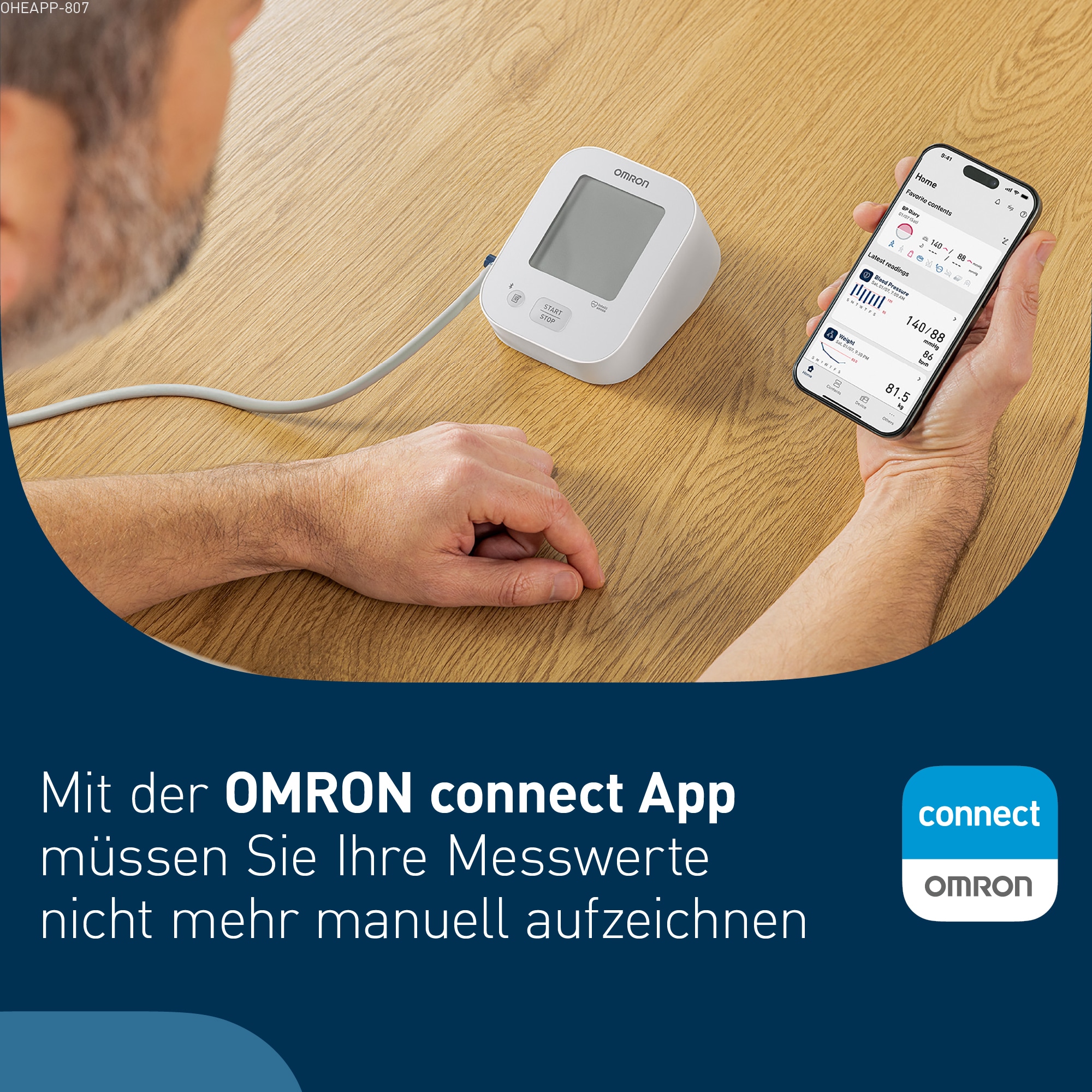 Omron Oberarm-Blutdruckmessgerät »X2+ Connect, Universalmanschette (22-42 cm), mit kostenloser App« Erkennt unregelmäßige Herzschläge, präzise, einfache Anwendung