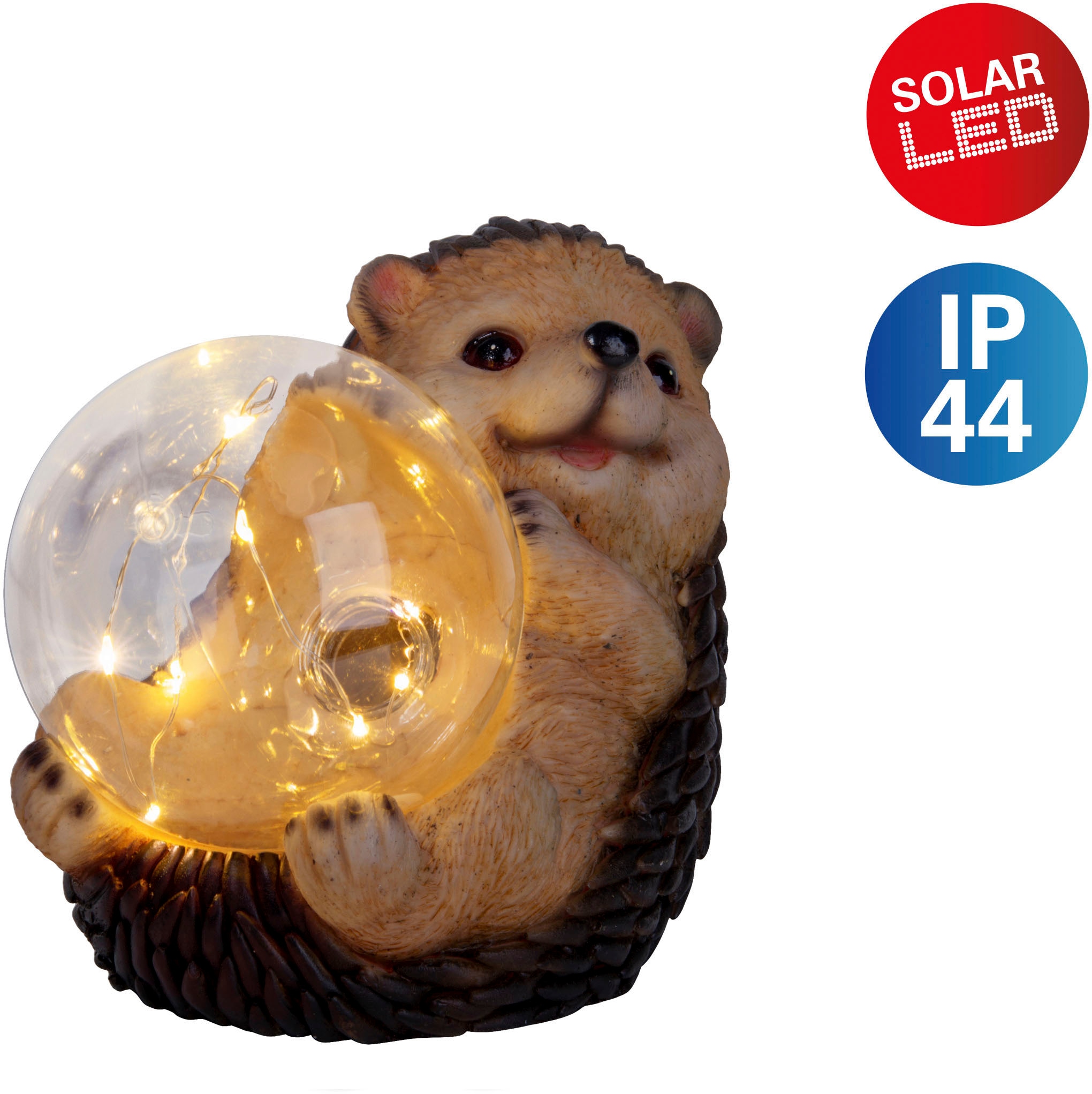 3 LED näve Kugel in mit 1 »Igel«, Solarleuchte warmweißes mit braun/beige, Igel kaufen Garantie flammig-flammig, XXL Licht Jahren online beleuchteter | süßer