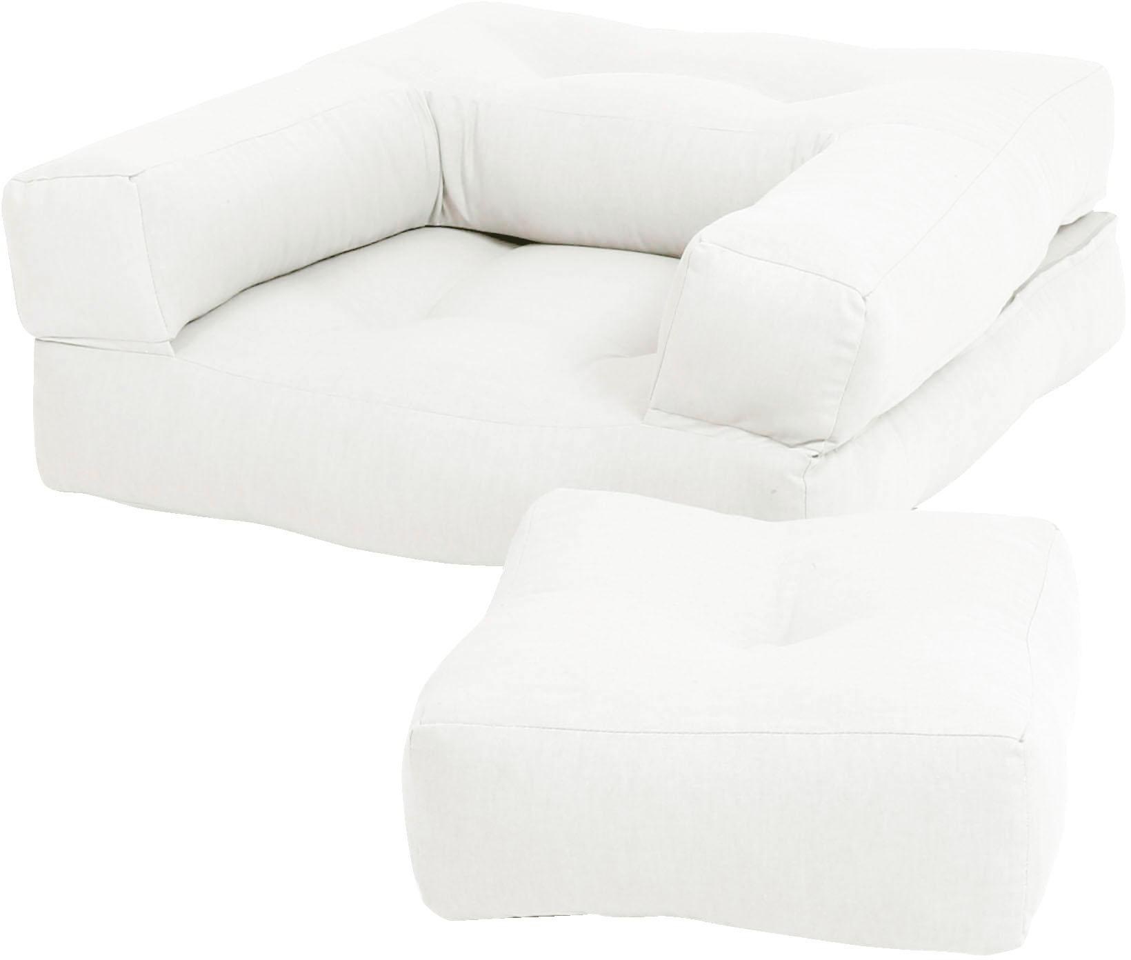 Karup Design Sessel "Mini Cube - ausklappbarer & multifunktioneller Kinder- und Futonsessel" Platzsparend, bequem & vielseitig als Sessel oder Liege