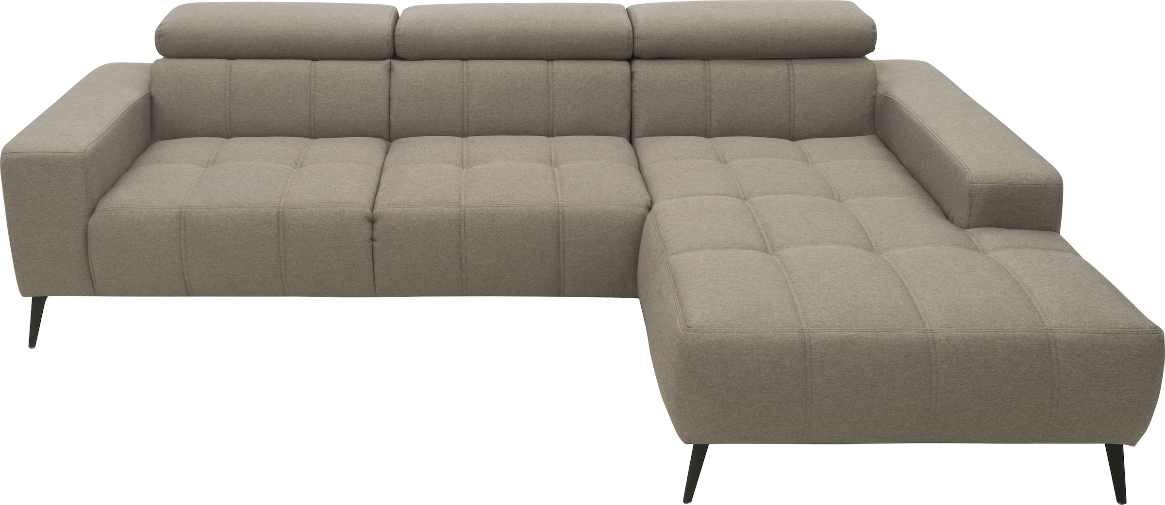 DOMO collection Ecksofa »Trento L-Form, mit Kufenfuß oder Einzelfuß« wahlweise mit Kopfteilverstellung, Recamiere links/rechts bestellbar