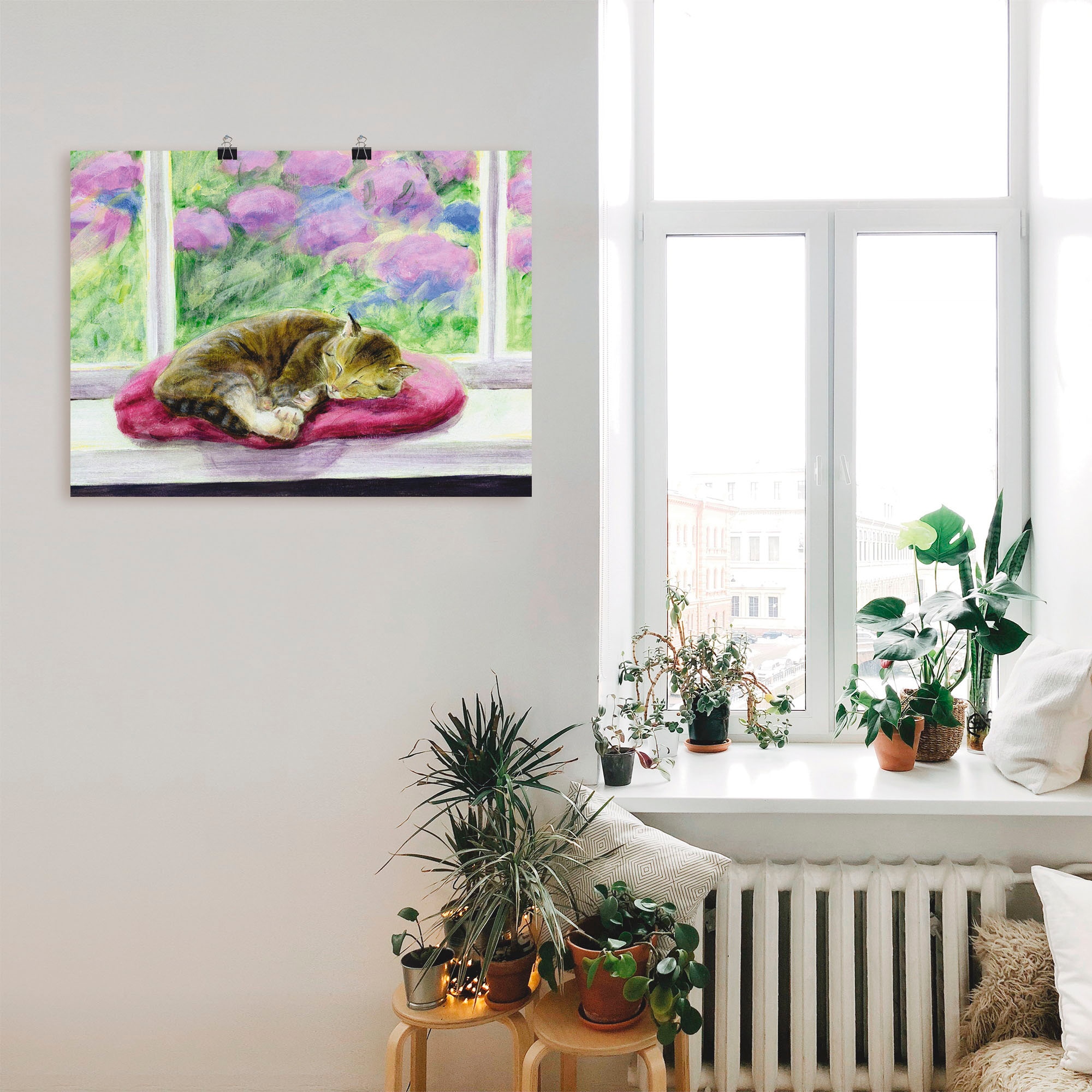 Artland Wandbild »Katze auf Gartenfensterbank« Haustiere 1 Stk. tlg. als Poster, Wandaufkleber in verschied. Größen