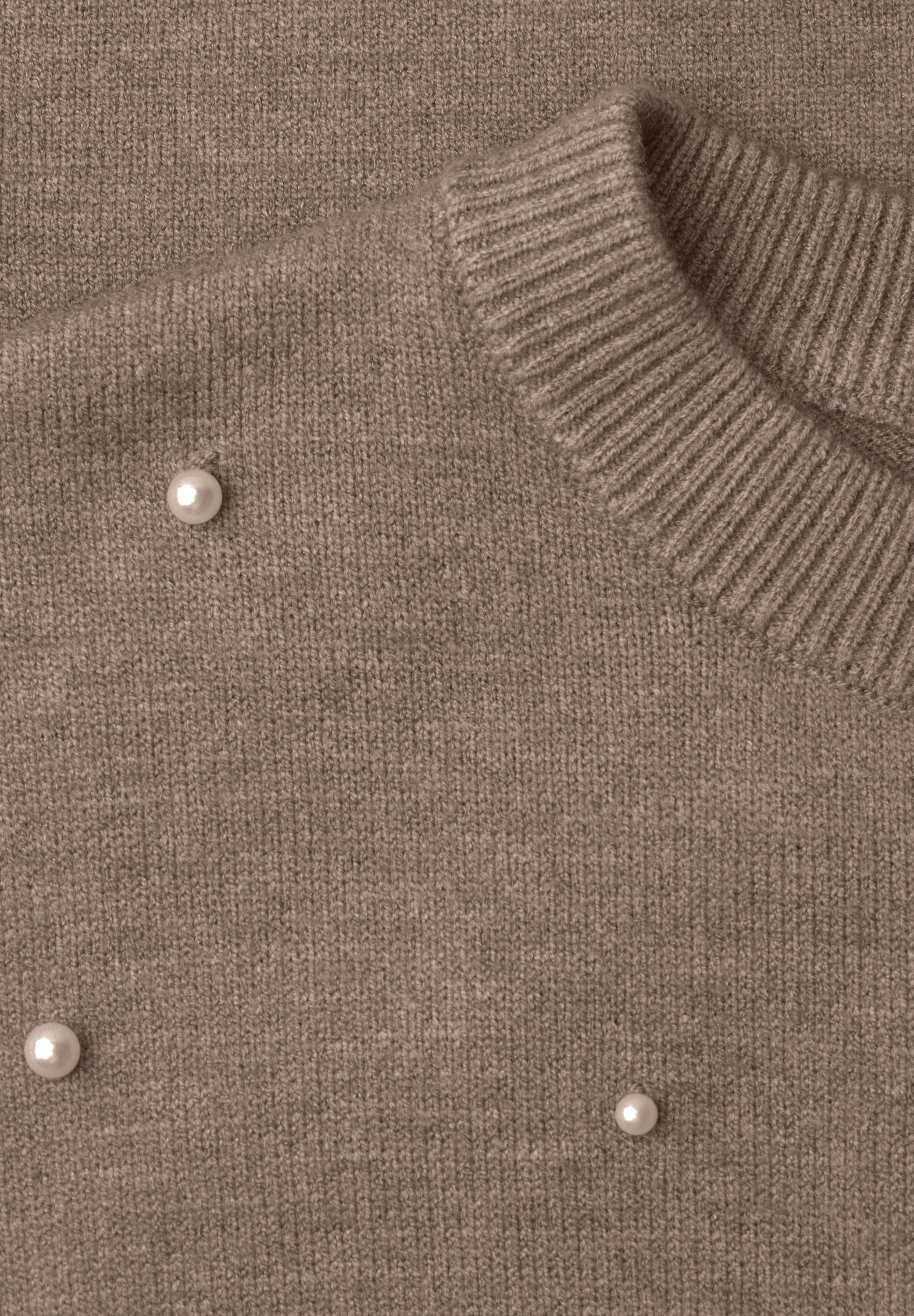 STREET ONE Strickpullover 3/4-Arm mit Perlen-Details / Rundhals