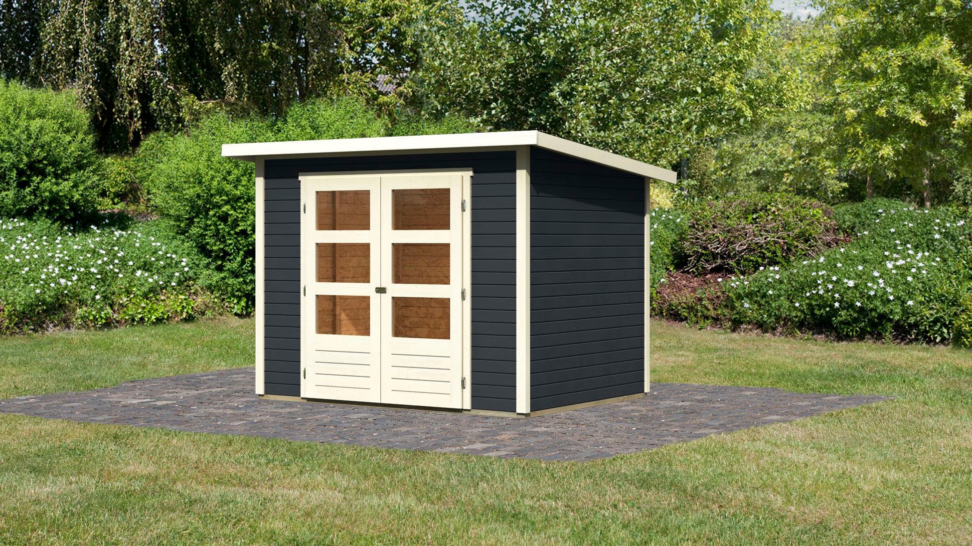 Karibu Gartenhaus »Stockach 3«, (Set), naturbelassen, terragrau oder anthrazit