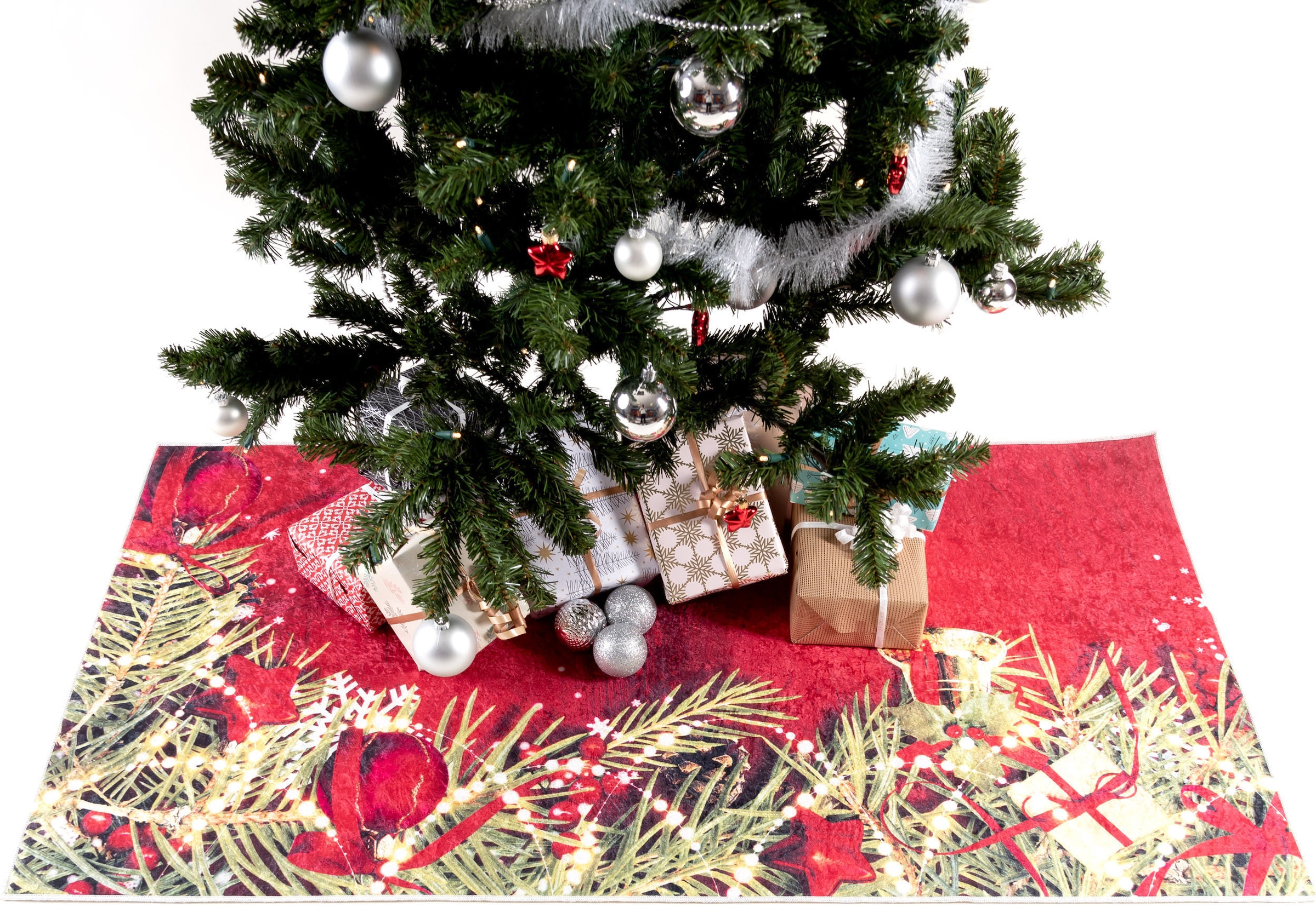 Sehrazat Teppich »Christmas 1225«, rechteckig, 5 mm Höhe, Weihnachten, waschbar, Unterlage Weihnachtsbaum