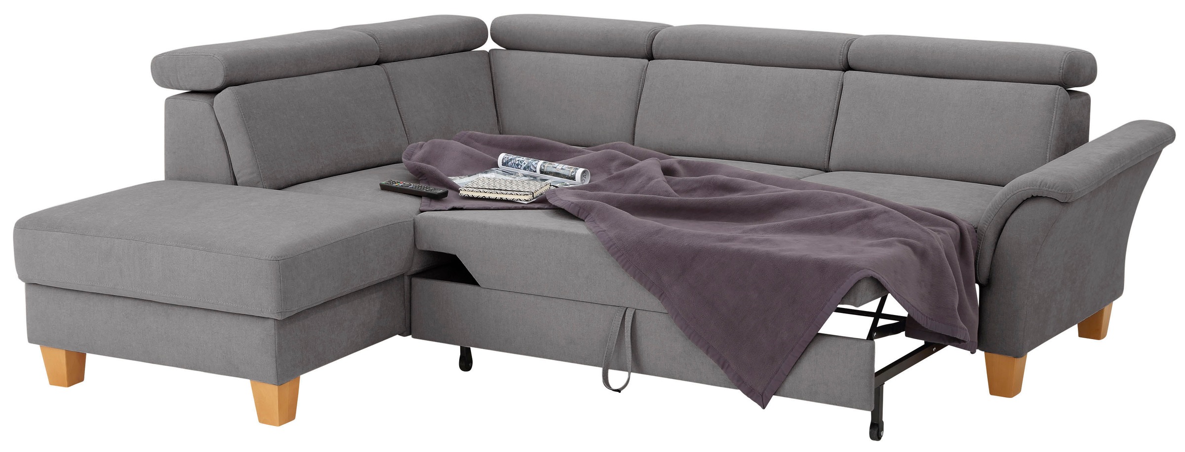 Home affaire Ecksofa »Conville L-Form«, Federkern, wahlweise mit Bettfunktion und Bettkasten bzw. Stauraum