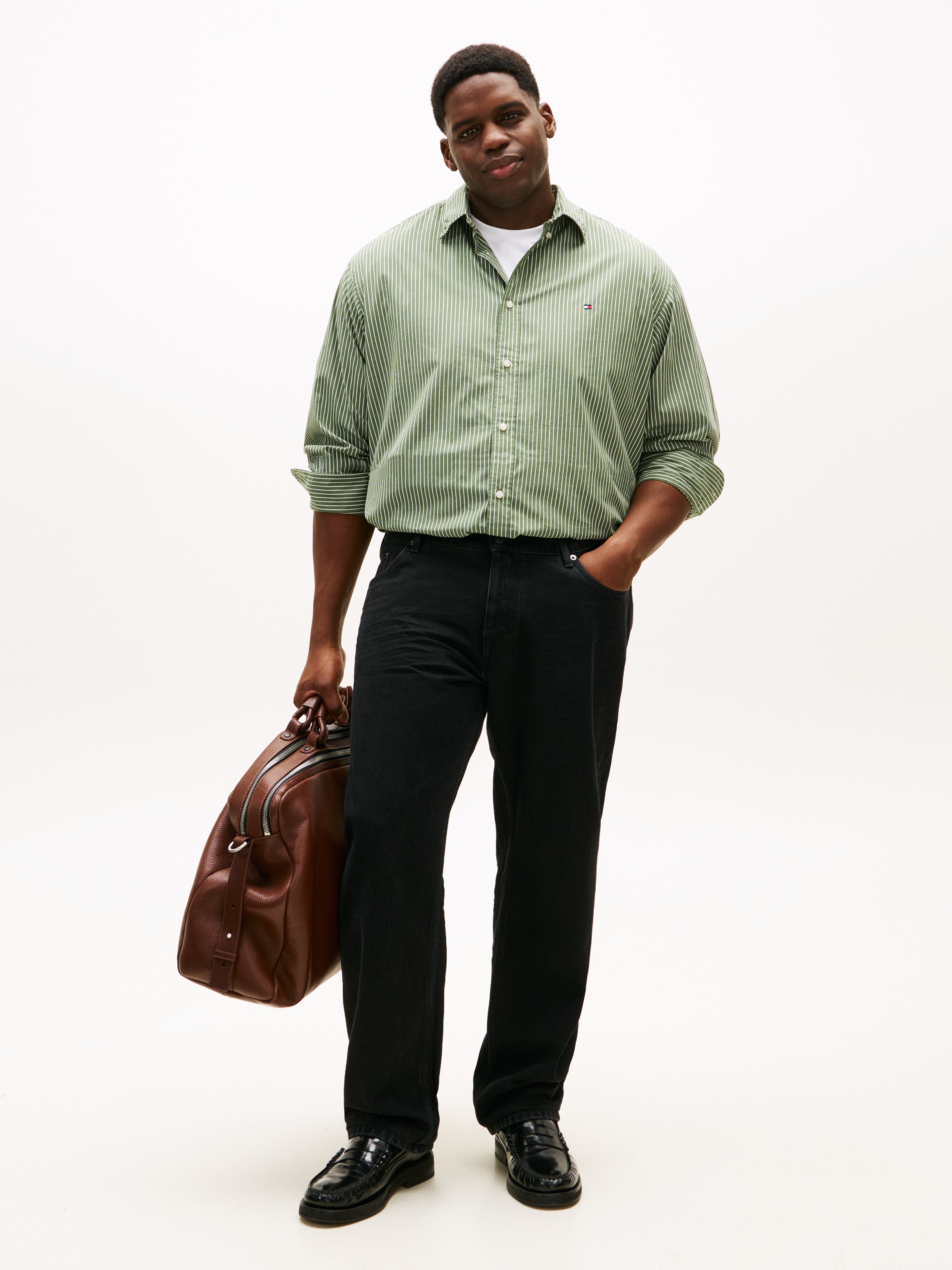 Tommy Hilfiger Big & Tall Langarmhemd »BT - CORE HAIRLINE POPLIN« Große Größen, regular fit, Button-down-Kragen