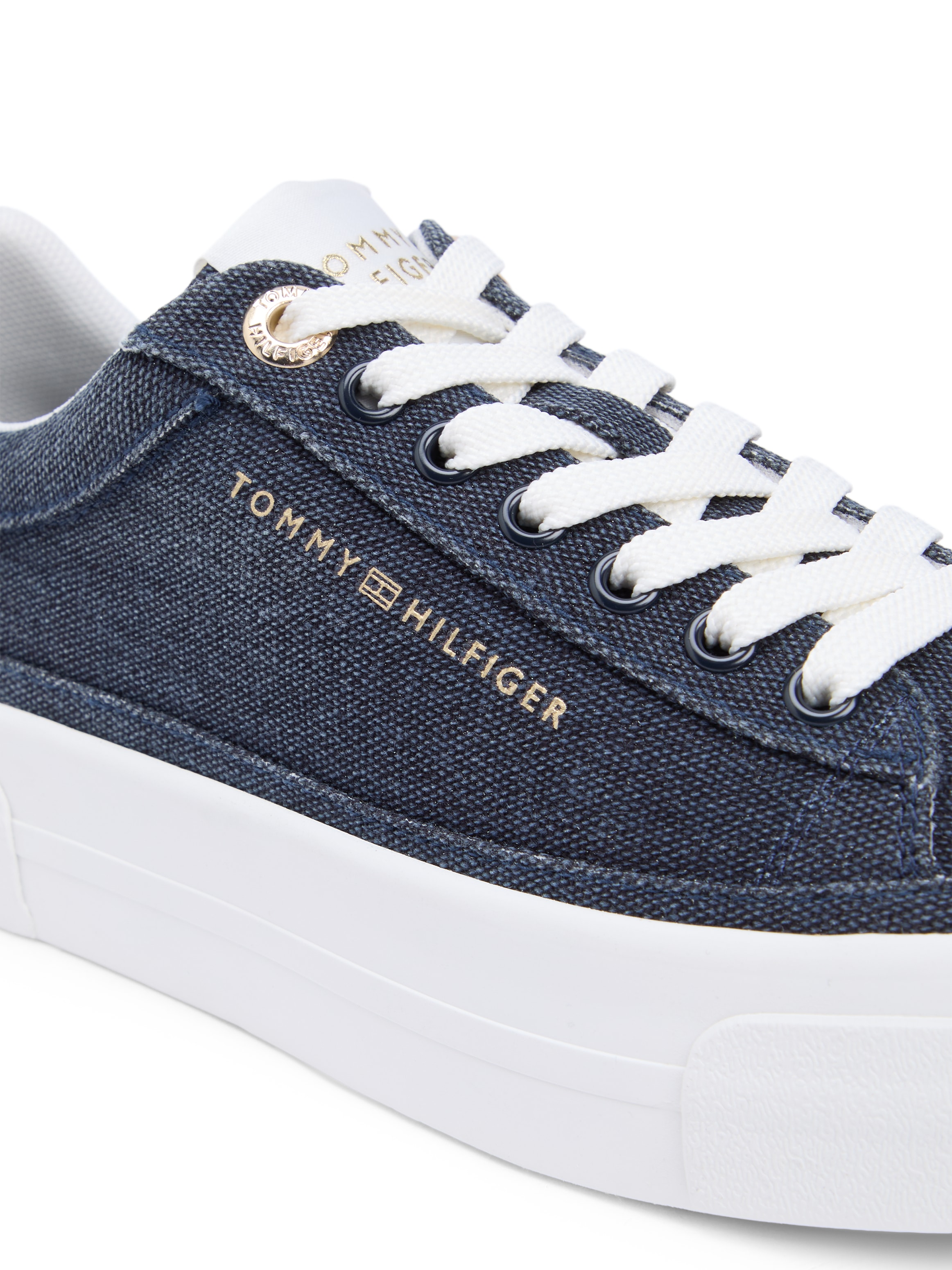 Tommy Hilfiger Plateausneaker »TH FOXING PLATFORM WASHED CANVAS«  Freizeitschuh, Halbschuh, Schnürschuh im angesagten Jeans-Look
