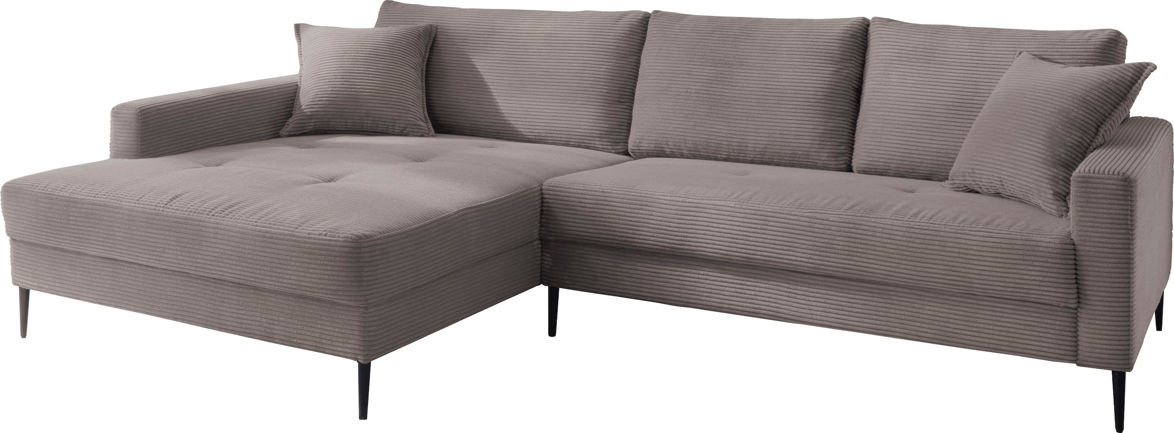 Trends by HG Ecksofa »Summer L-Form«, in Cord-Stoff mit Metallfuß