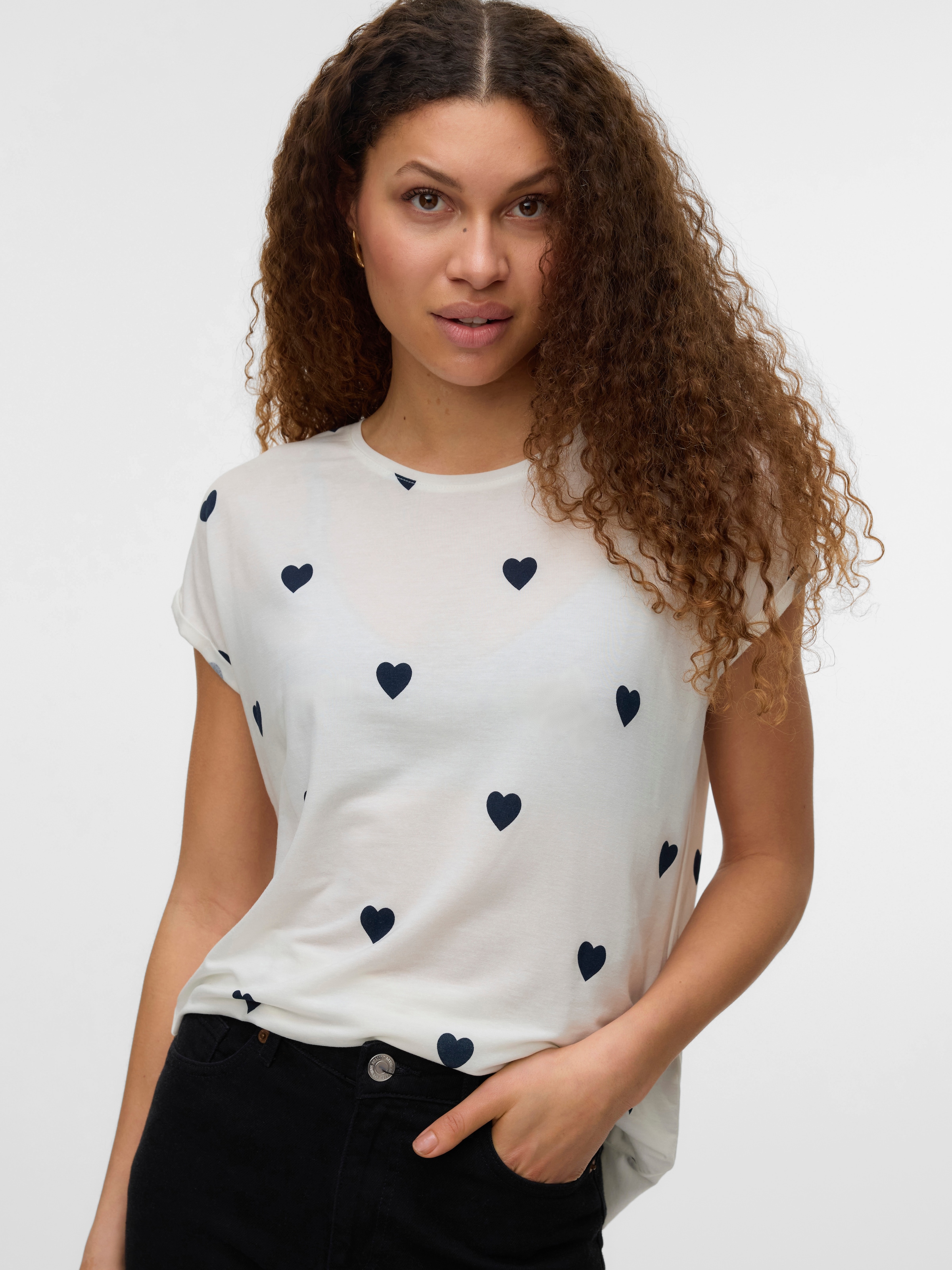Vero Moda Kurzarmshirt »VMAVA SS TOP MULTI AOP NOOS« Materialmix, regular fit