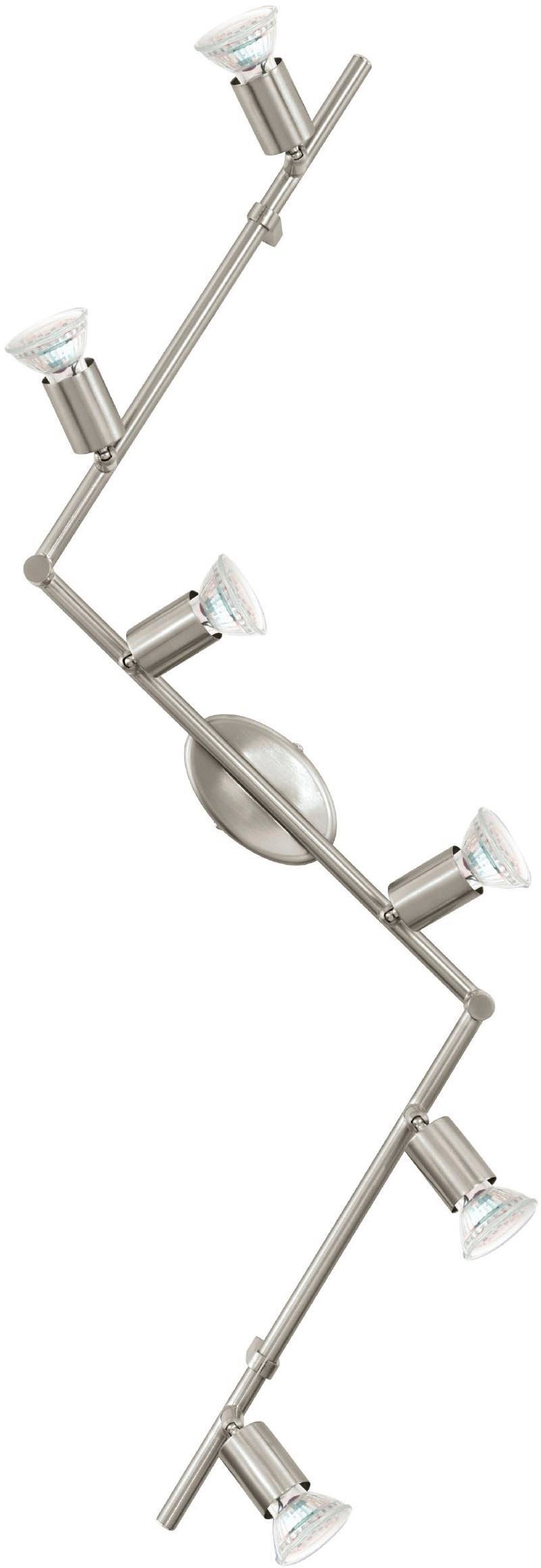 EGLO Deckenleuchte »Buzz-LED Deckenlampe, Wohnzimmerlampe aus Metall, Küchenlampe, GU10« GU10 1 Stk. Spot - L105 x B6,5 cm - nickel-matt - 6X2,8W inkl.