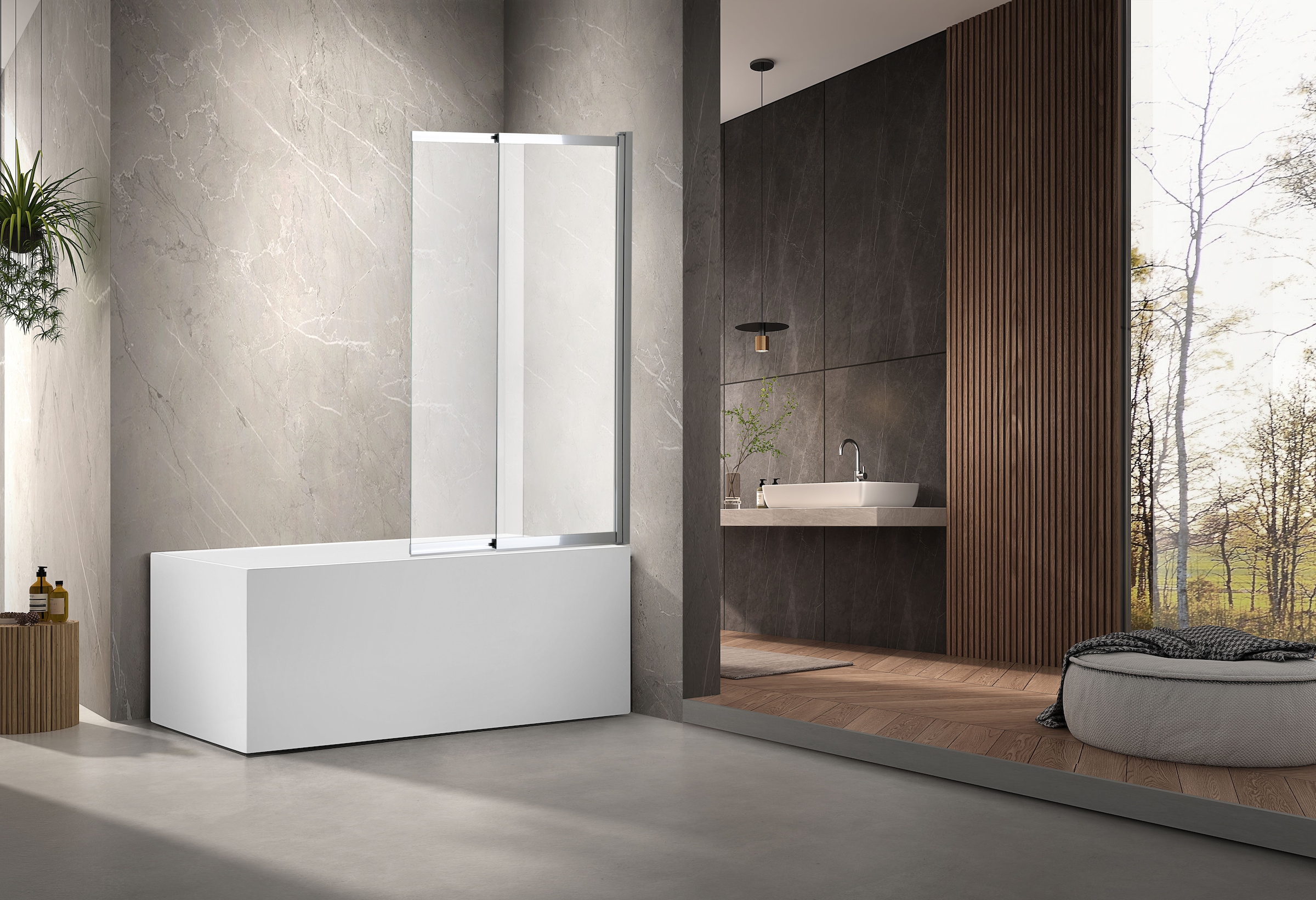 welltime Badewannenaufsatz »Slider« 2 Stk. tlg. Badewannenaufsatz mit Schiebetür