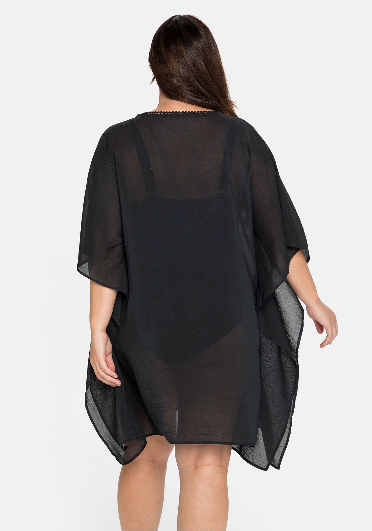 Sheego Longtunika »Strandtunika im Poncho-Schnitt, leicht transparent«