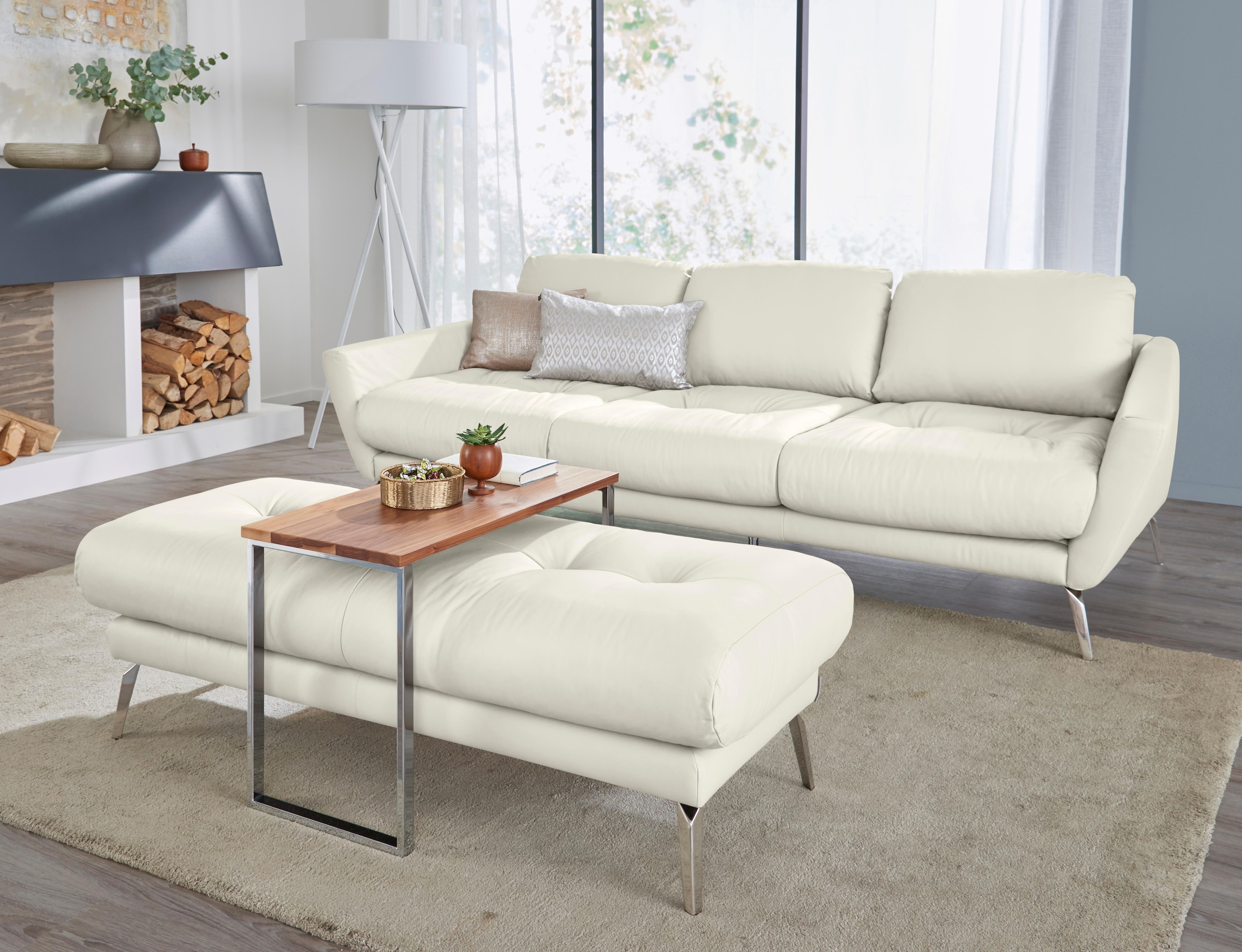 W.SCHILLIG Big-Sofa »softy«, mit dekorativer Heftung im Sitz, Füße Chrom glänzend