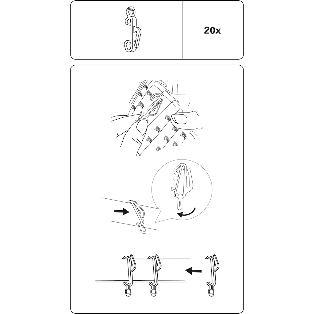 GARDINIA Gardinengleiter »Gardinen-Clip-Gleiter«, (20 St.)