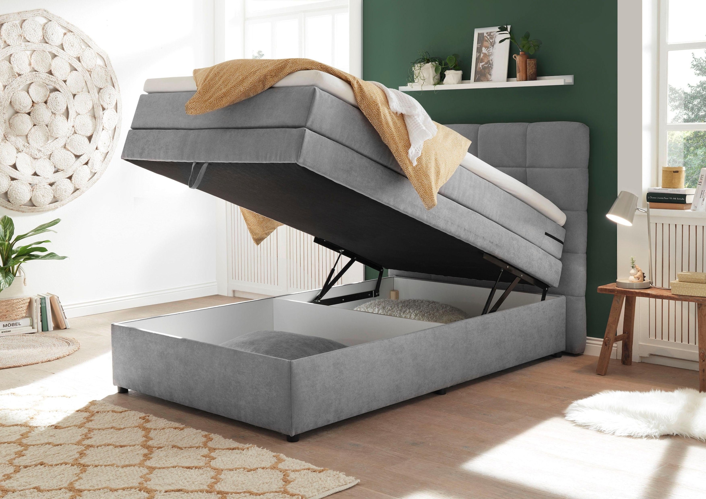 ED EXCITING DESIGN Boxspringbett »Tacoma«, inkl. Bettkasten und Topper