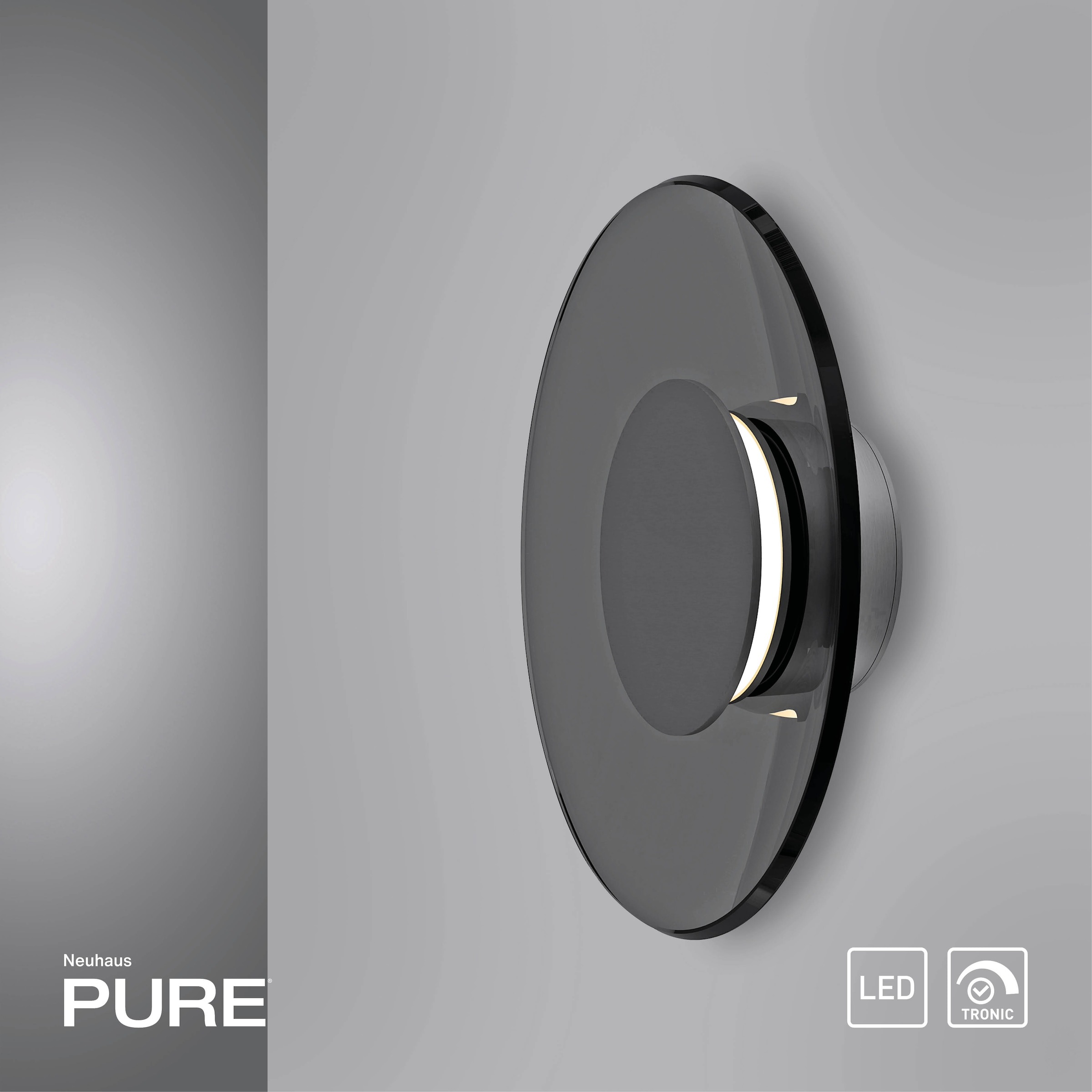 Neuhaus PURE LED Wandleuchte »PURE Moon« LED-Board 1 Stk. Warmweiß Dimmfähig über separaten Dimmer, Glas Rauchfarben