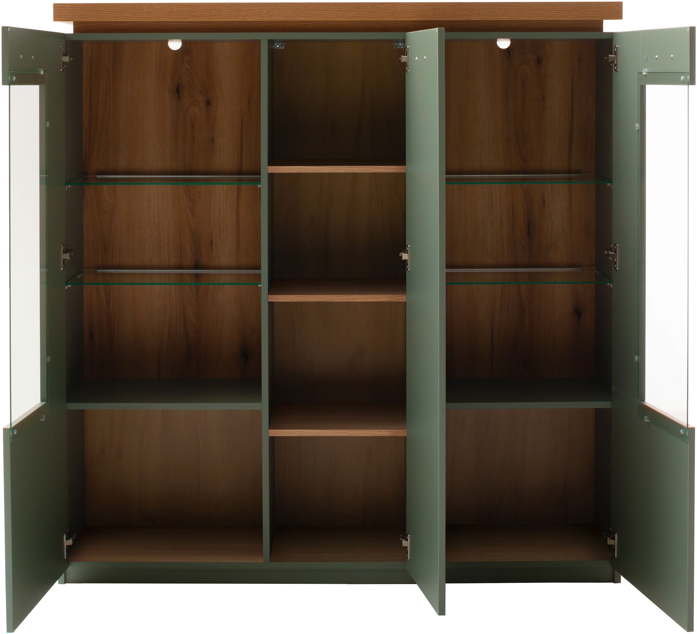 MCA furniture Highboard »MONIZ Highboard«, (1 St.), Hochkommode,Kommode,Eiche,Salbeigrün,3 Türen,gedämpft,Breite 138 cm