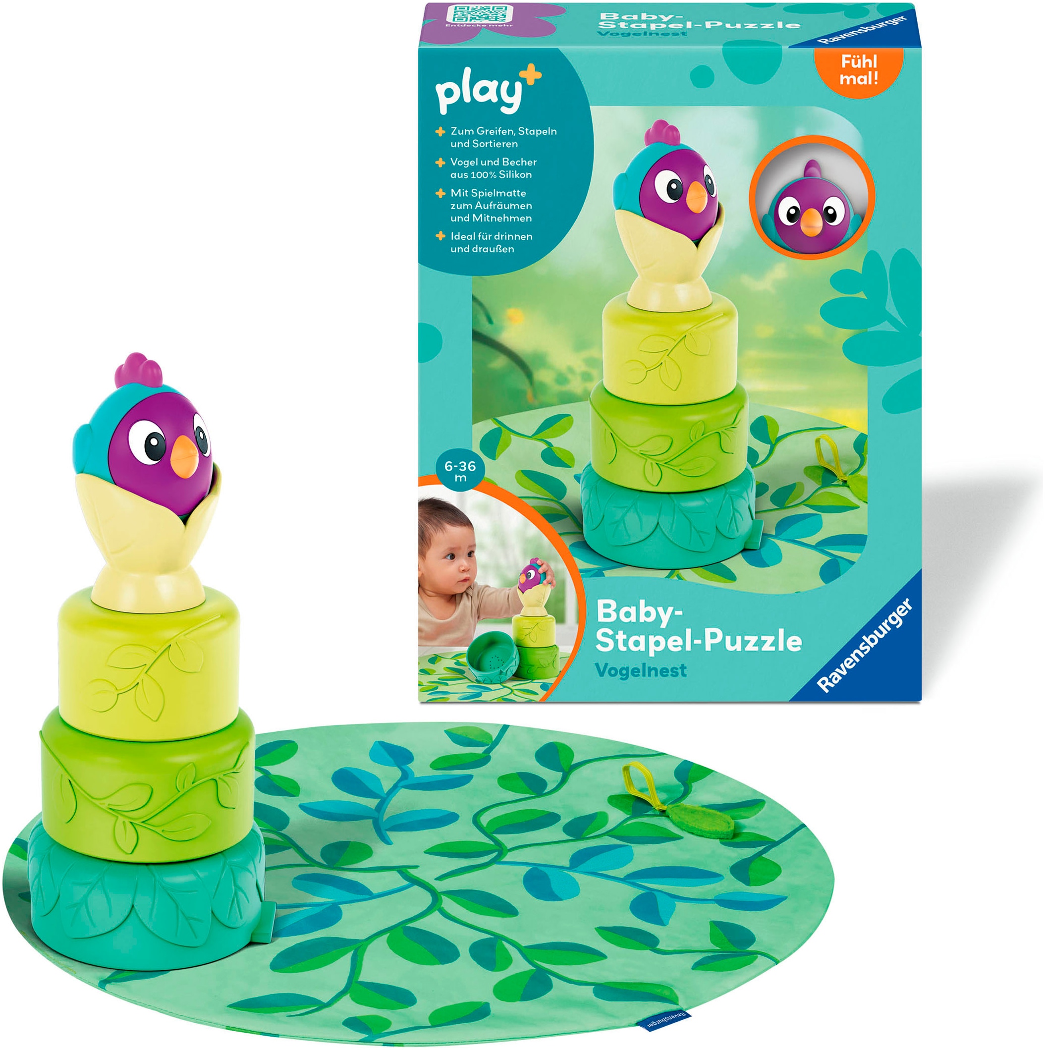 Stapelspielzeug »Play+ Baby-Stapel-Puzzle: Vogelnest«, Made in Europe, FSC® - schützt...