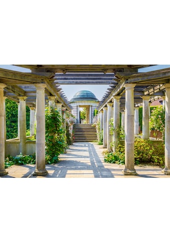 Fototapete »ARCHITEKTUR-PERGOLA HÜGEL GARTEN LONDON SÄULEN BLUMEN«