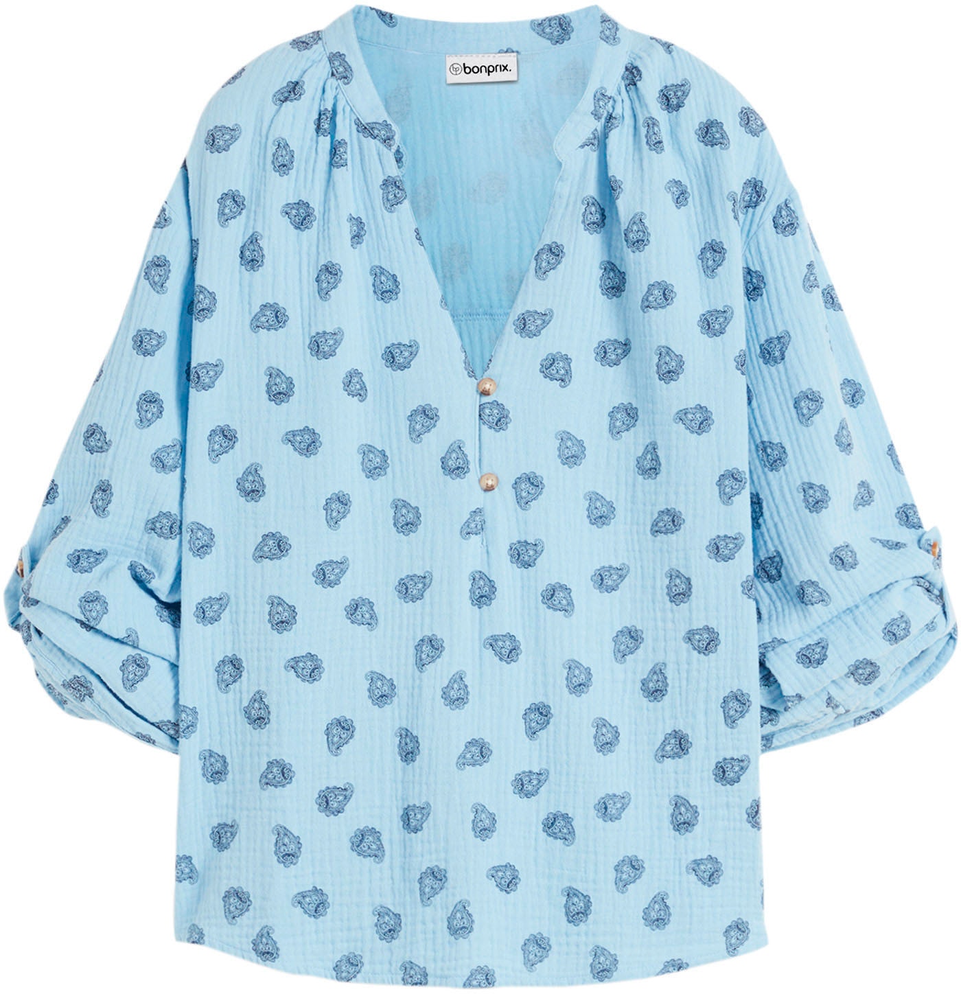 bonprix Langarmbluse »Oversize-Bluse aus luftigem Musselin« Oversize-Passform, für den Alltag, aus Musselin, mit V-Ausschnitt