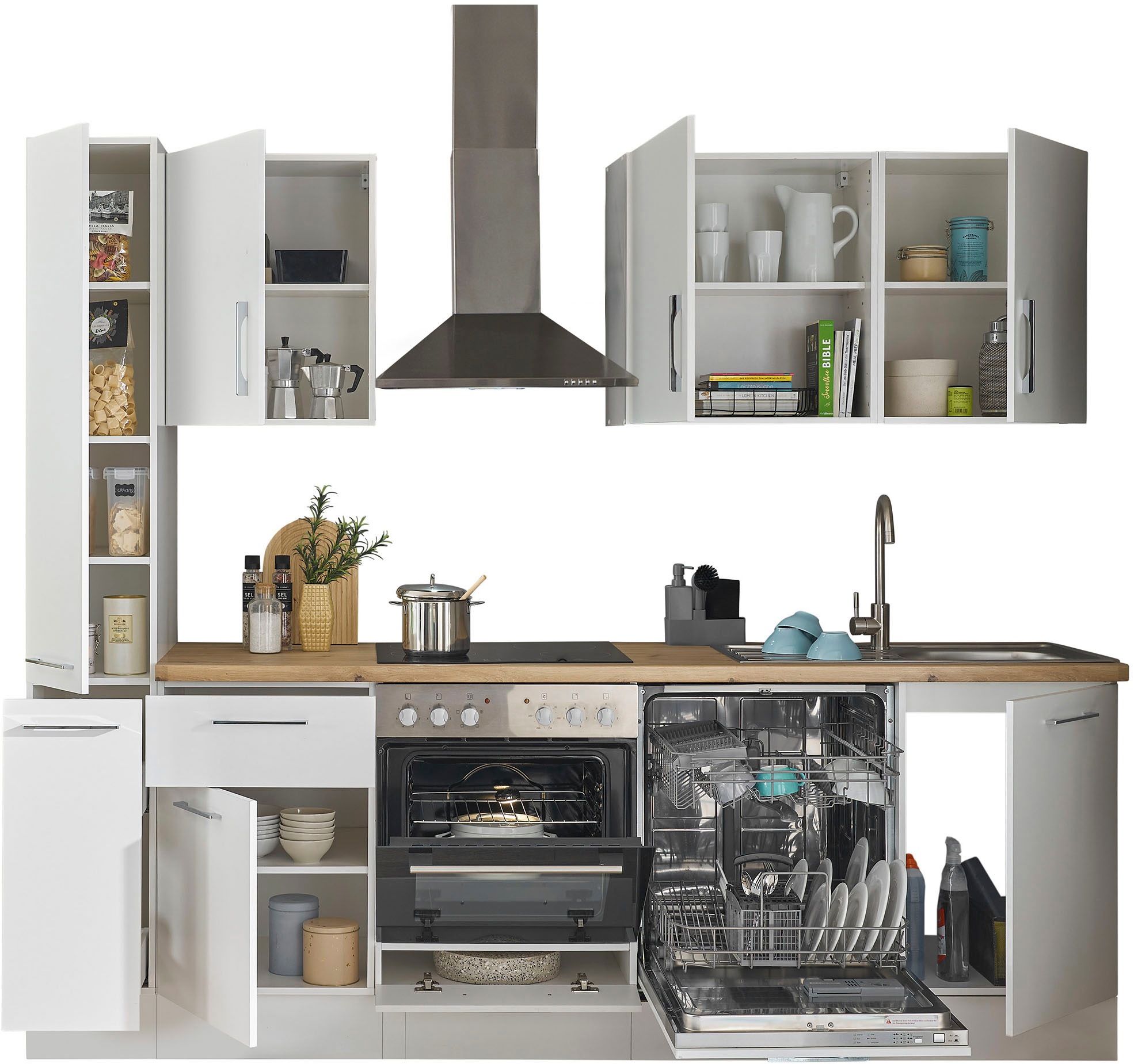BASIC by Balculina Küchenzeile »Turin«, Breite 250 cm, wahlweise mit E-Geräten