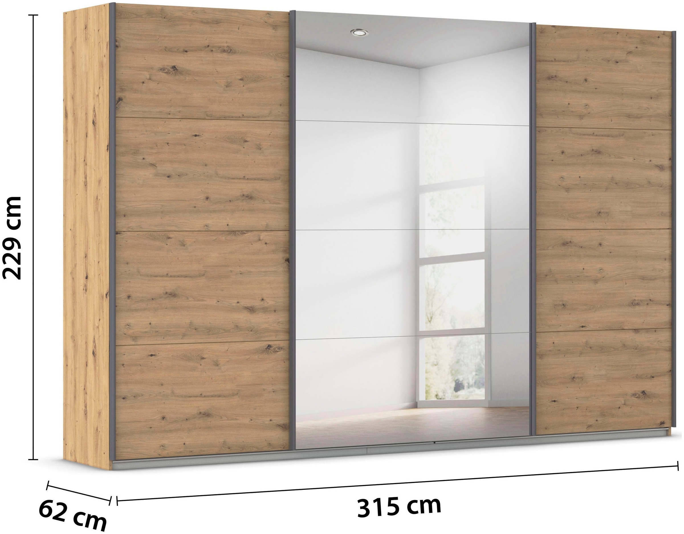 rauch Schwebetürenschrank »Kleiderschrank Schrank OTTO´S CHOICE Garderobe AGORDO«, (in zwei Griff-Farben), Top Innenausstattung, in 4 Breiten und 2 Höhen MADE IN GERMANY