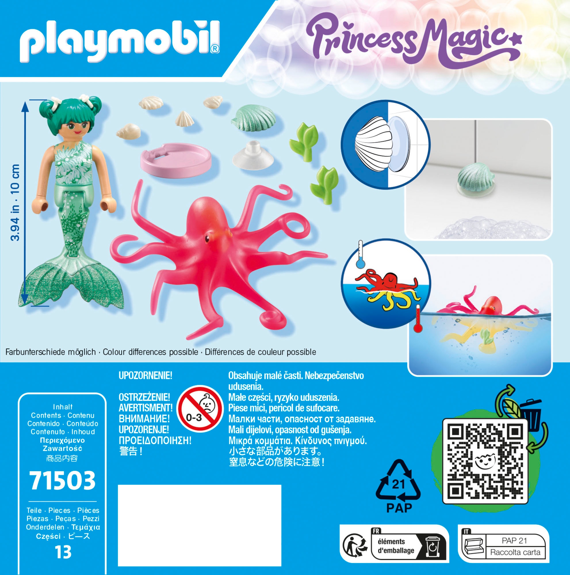 Playmobil® Konstruktions-Spielset »Meerjungfrau mit Farbwechselkrake (71503), Princess Magic«, (13 St.), Made in Europe