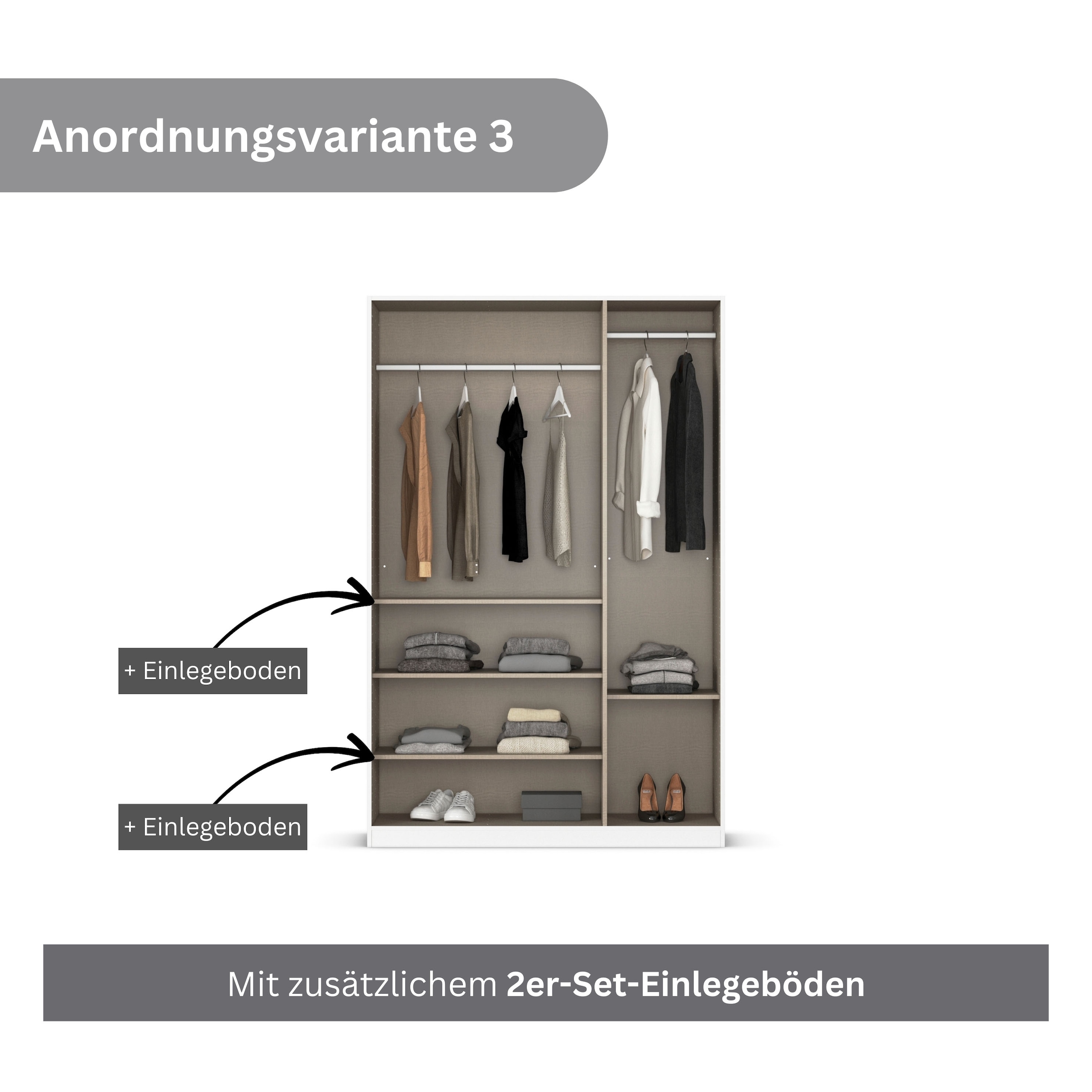 rauch Drehtürenschrank »Kleiderschrank Schrank Garderobe AGORDO mit Dekor- oder Hochglanzfront«, (in zwei Griff-Farben), durchdachte Innenausstattung, in 6 Breiten und 2 Höhen MADE IN GERMANY