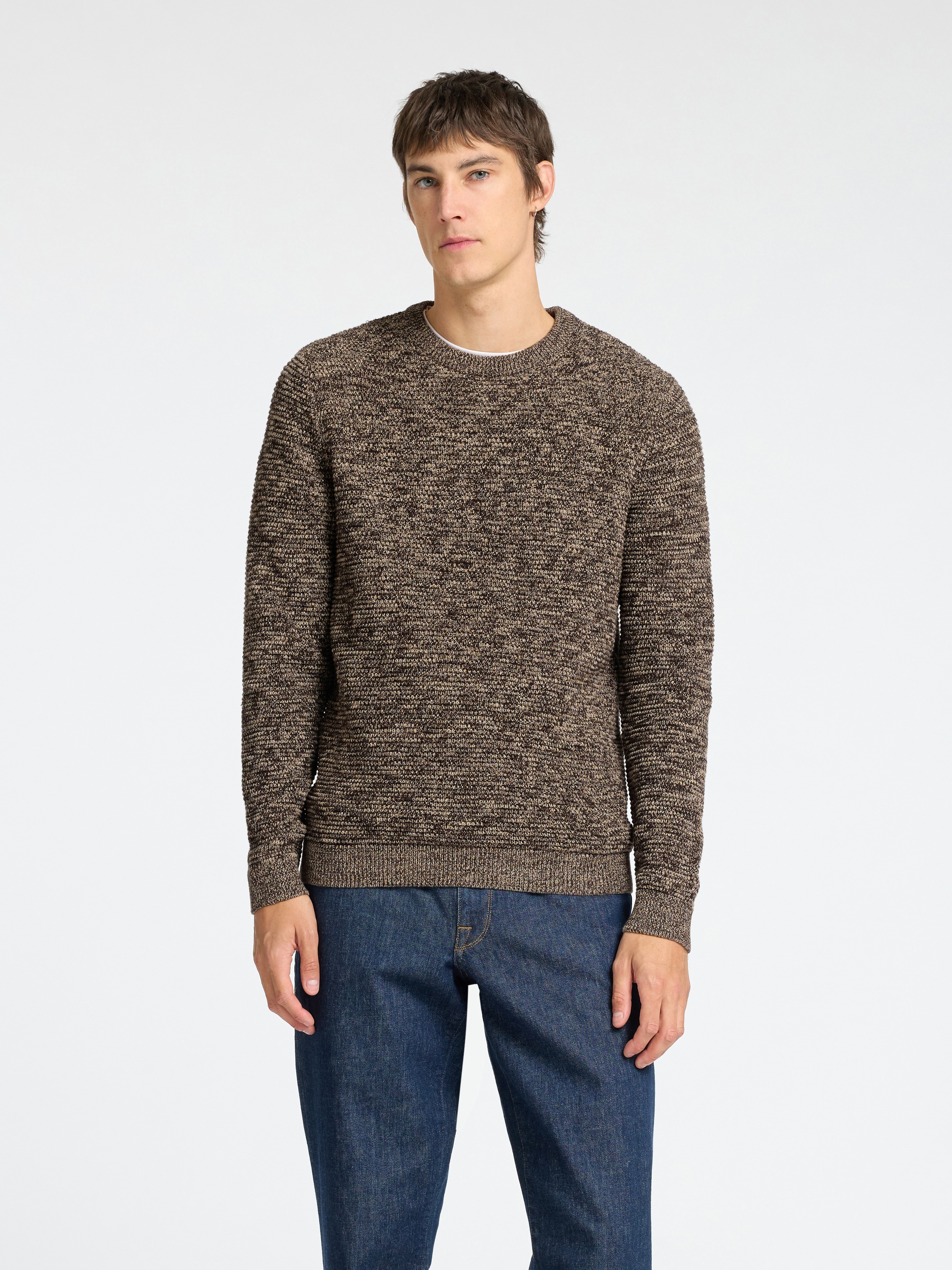 SELECTED HOMME Rundhalspullover »SLHVINCE LS KNIT BUBBLE CREW NECK NOOS«